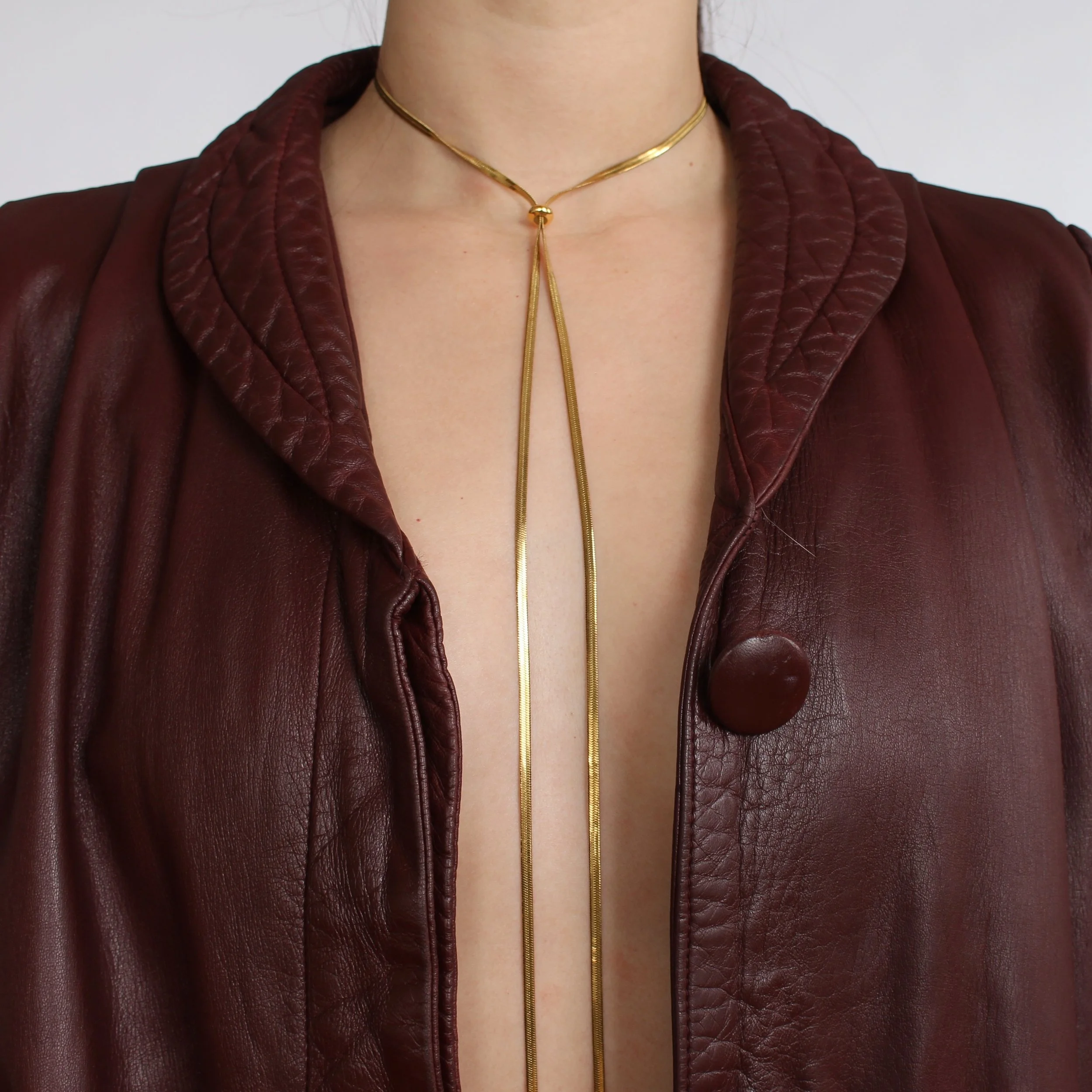 Vintage Herringbone Lariat Slider Necklace