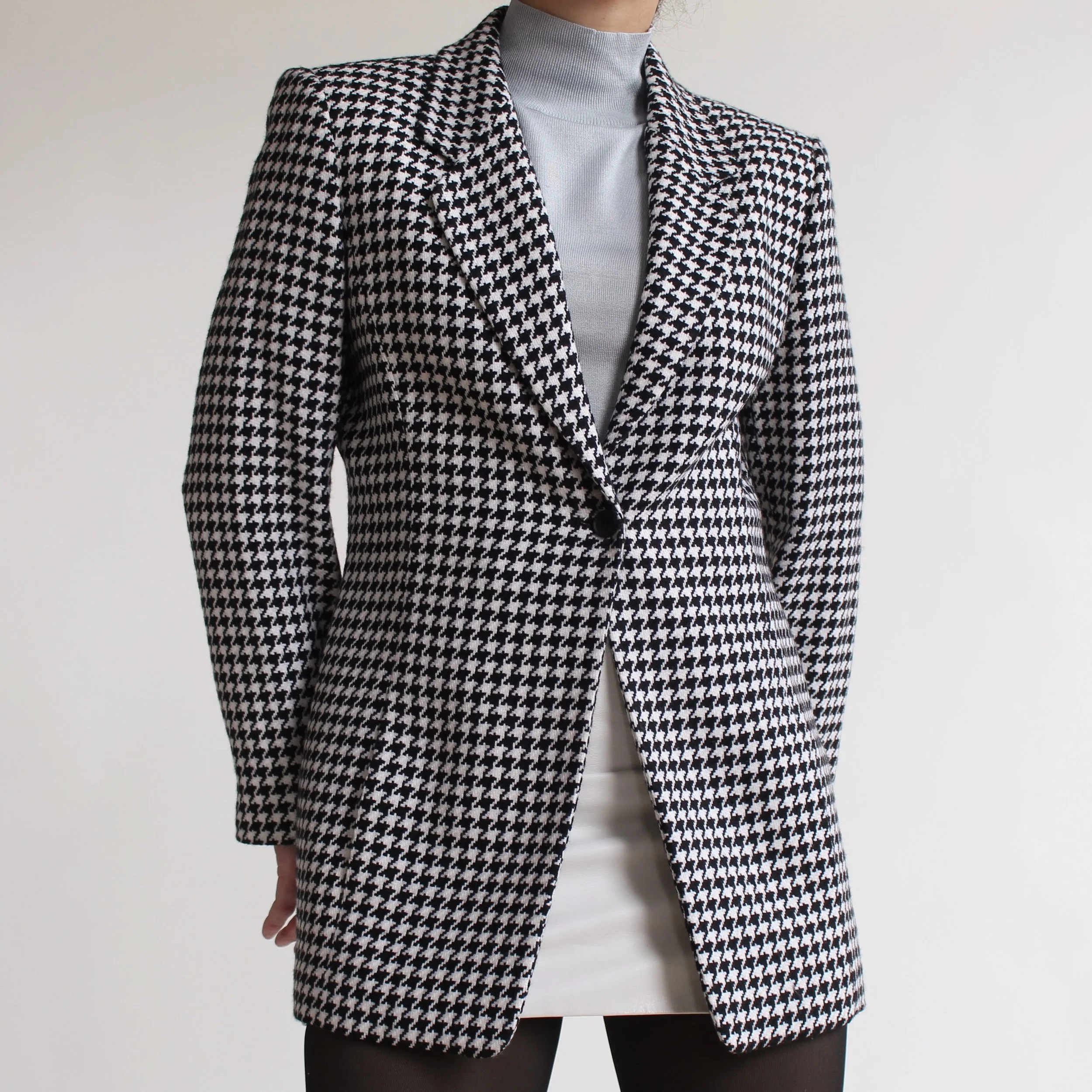 Vintage Wool/Cashmere Houndstooth Blazer