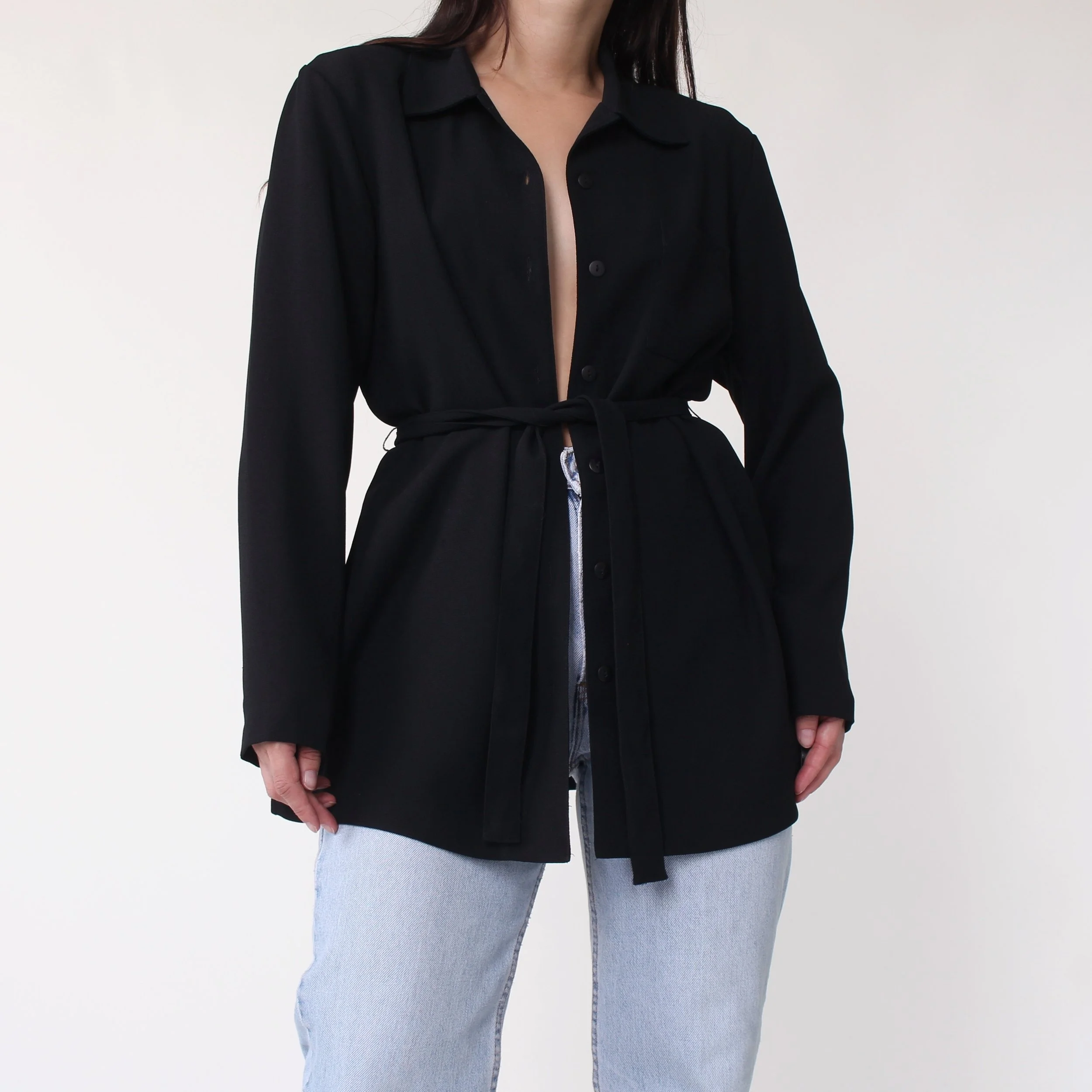 90s Relaxed Tie Belt Blazer