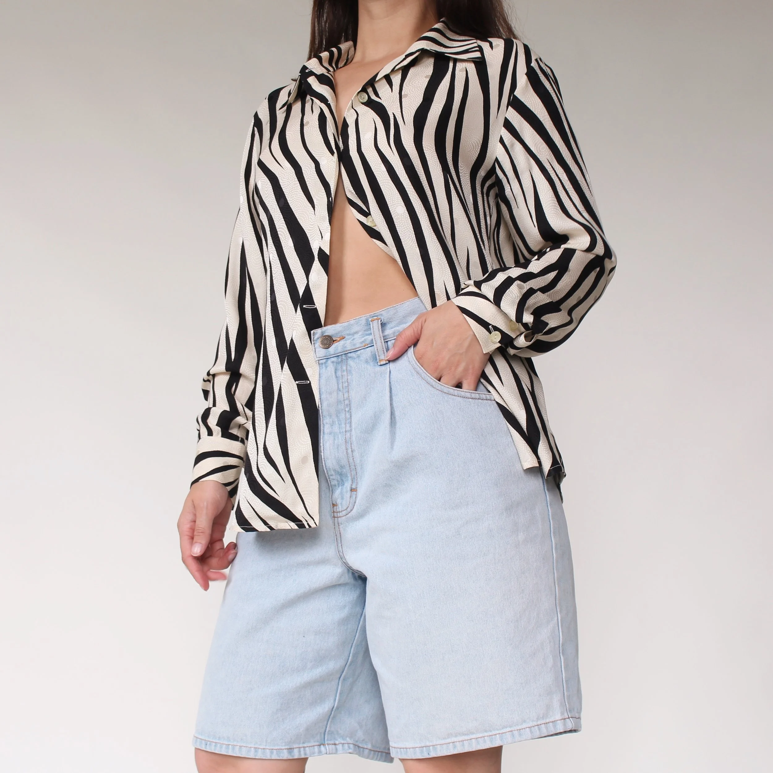 Vintage Abstract Zebra Silk Blouse