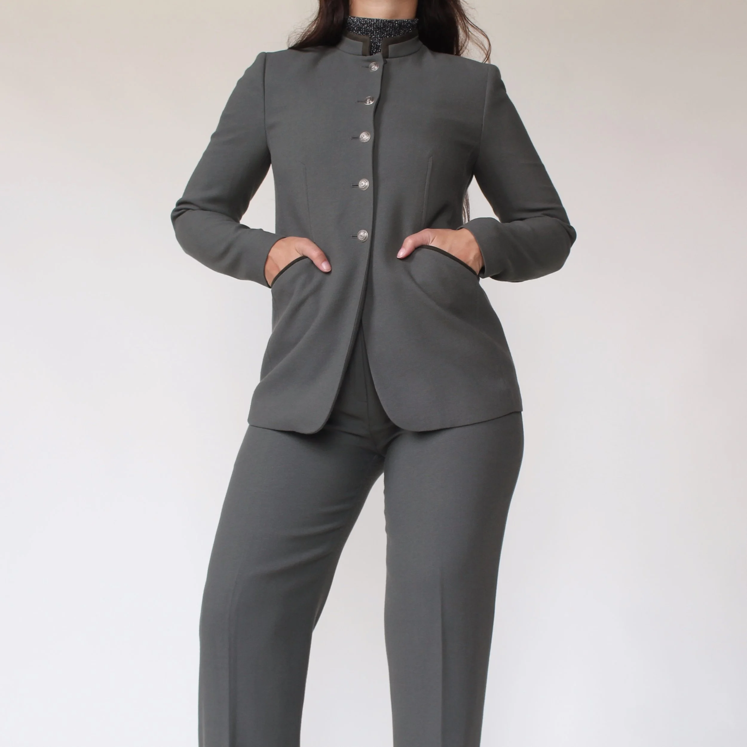 Vintage Muted Sage Tailored Pantsuit - W26