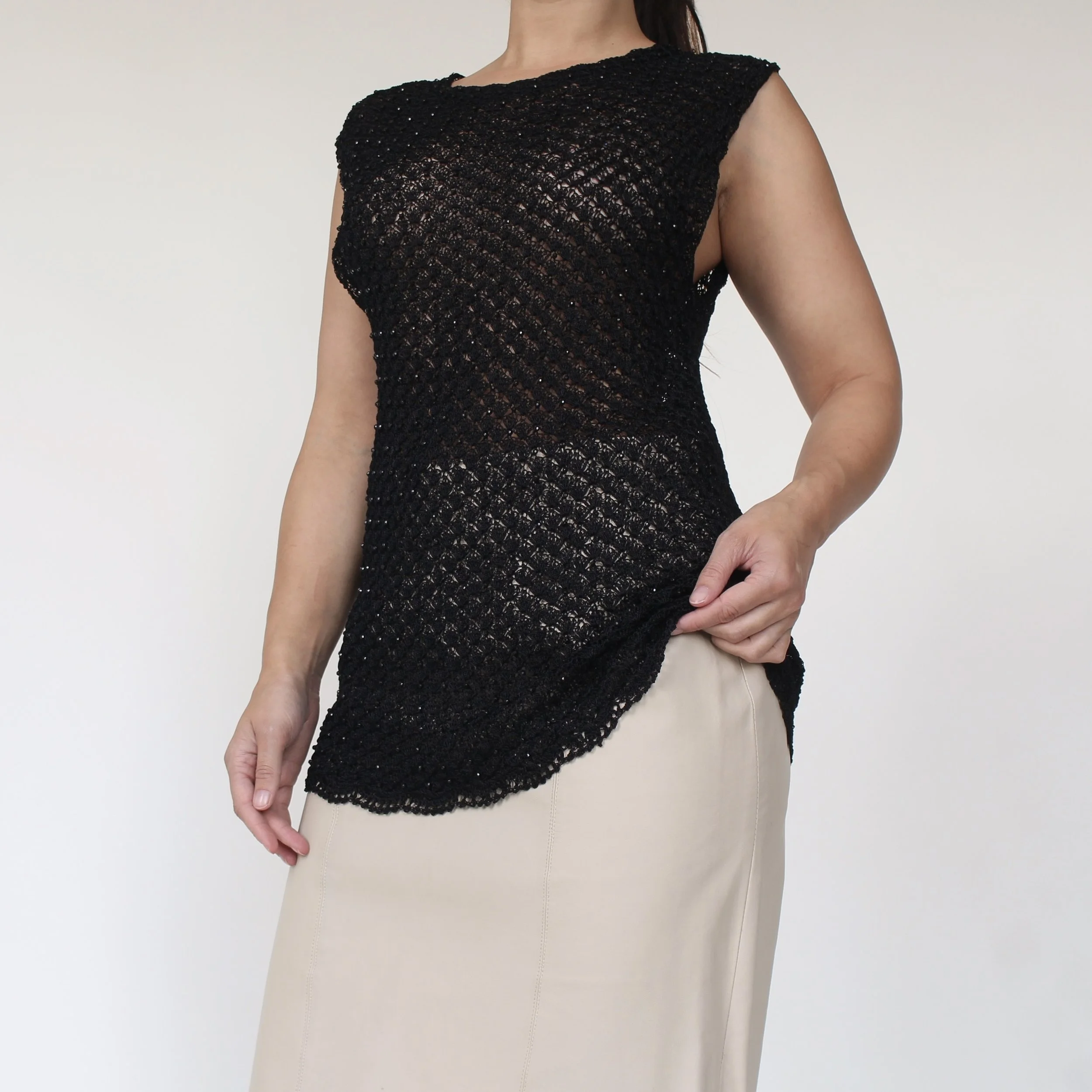 Vintage Beaded Crochet Top