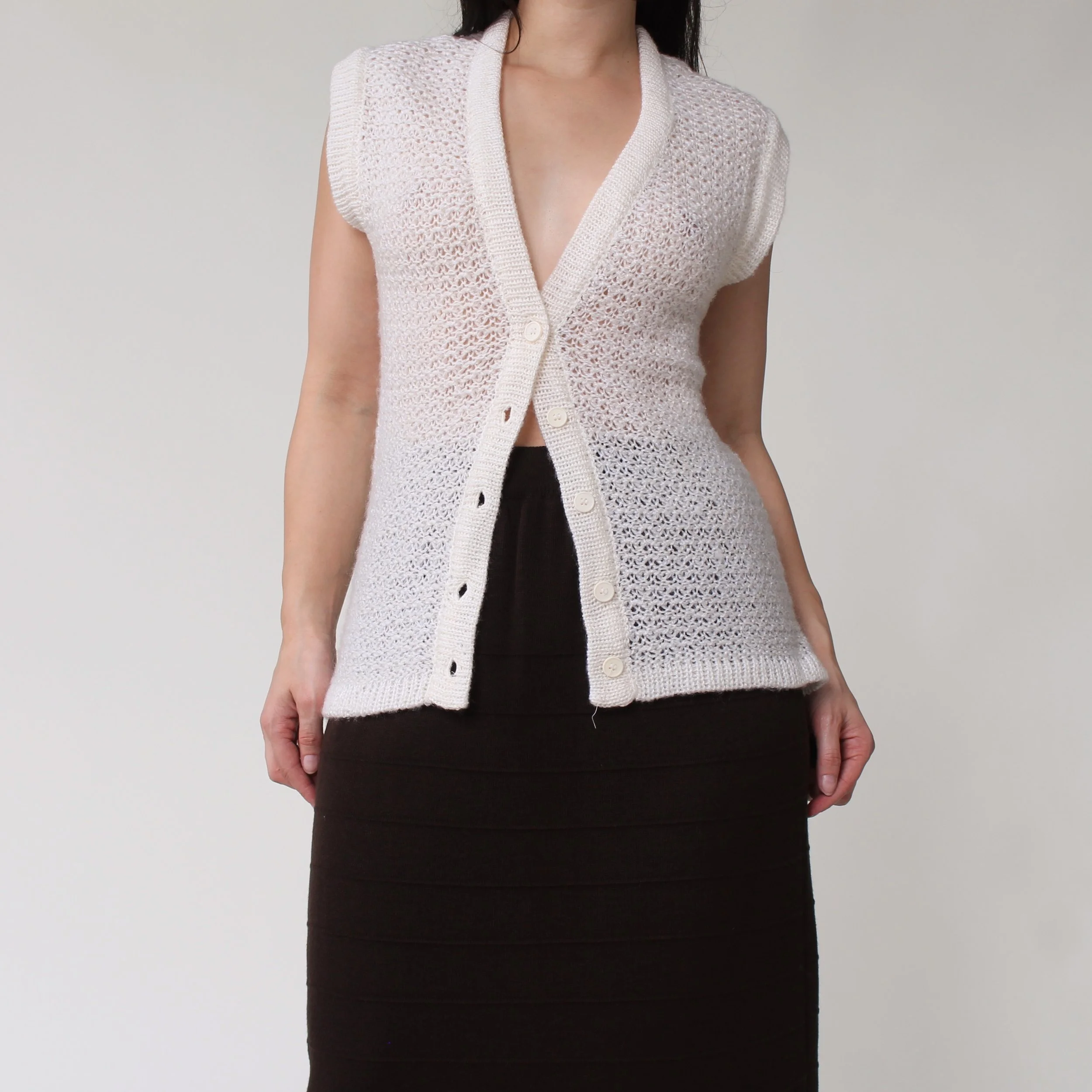 Vintage Ivory Sheer Knit Vest