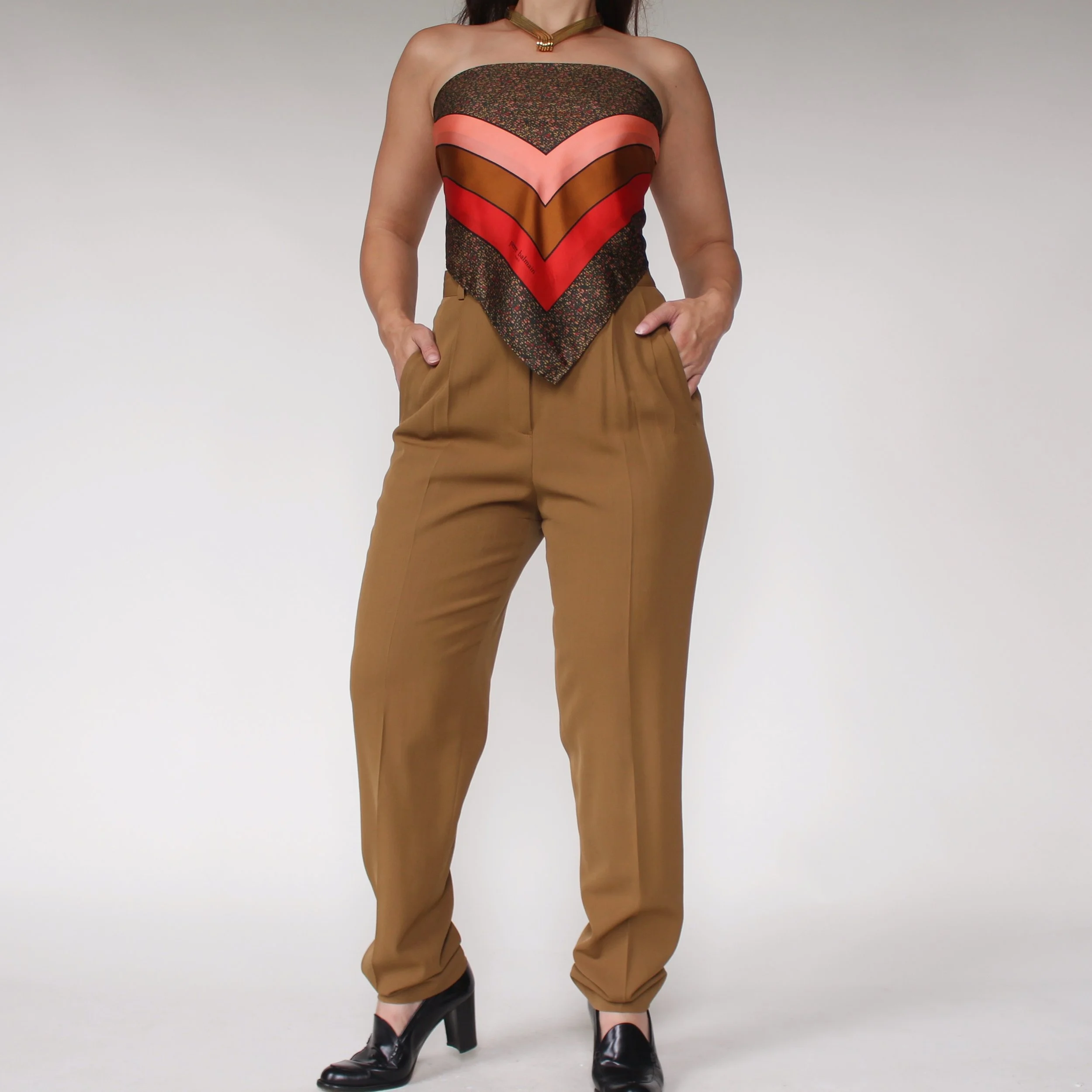 Vintage Olive Brown Worsted Wool Trousers - W29