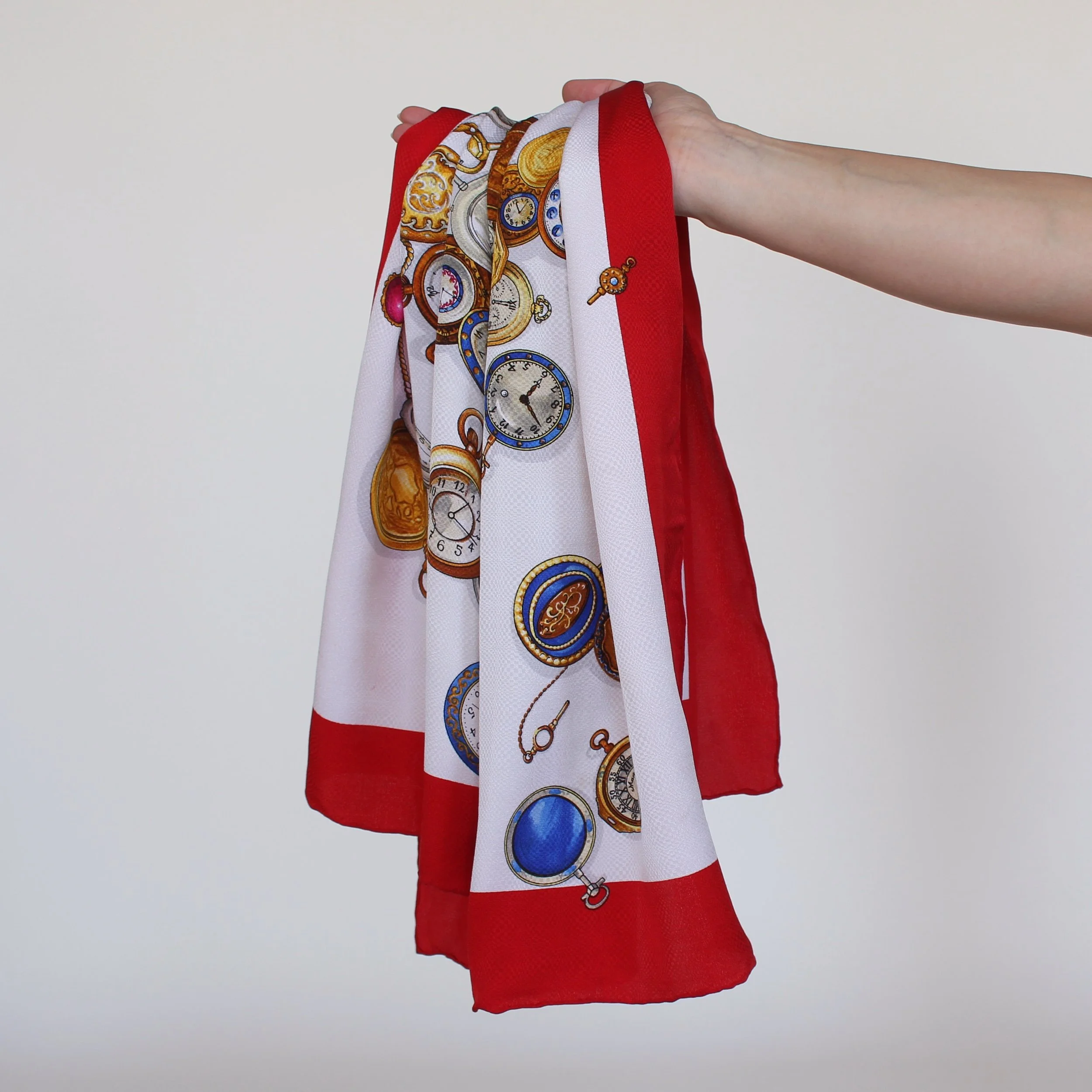 Vintage Mantero Timepiece Silk Scarf