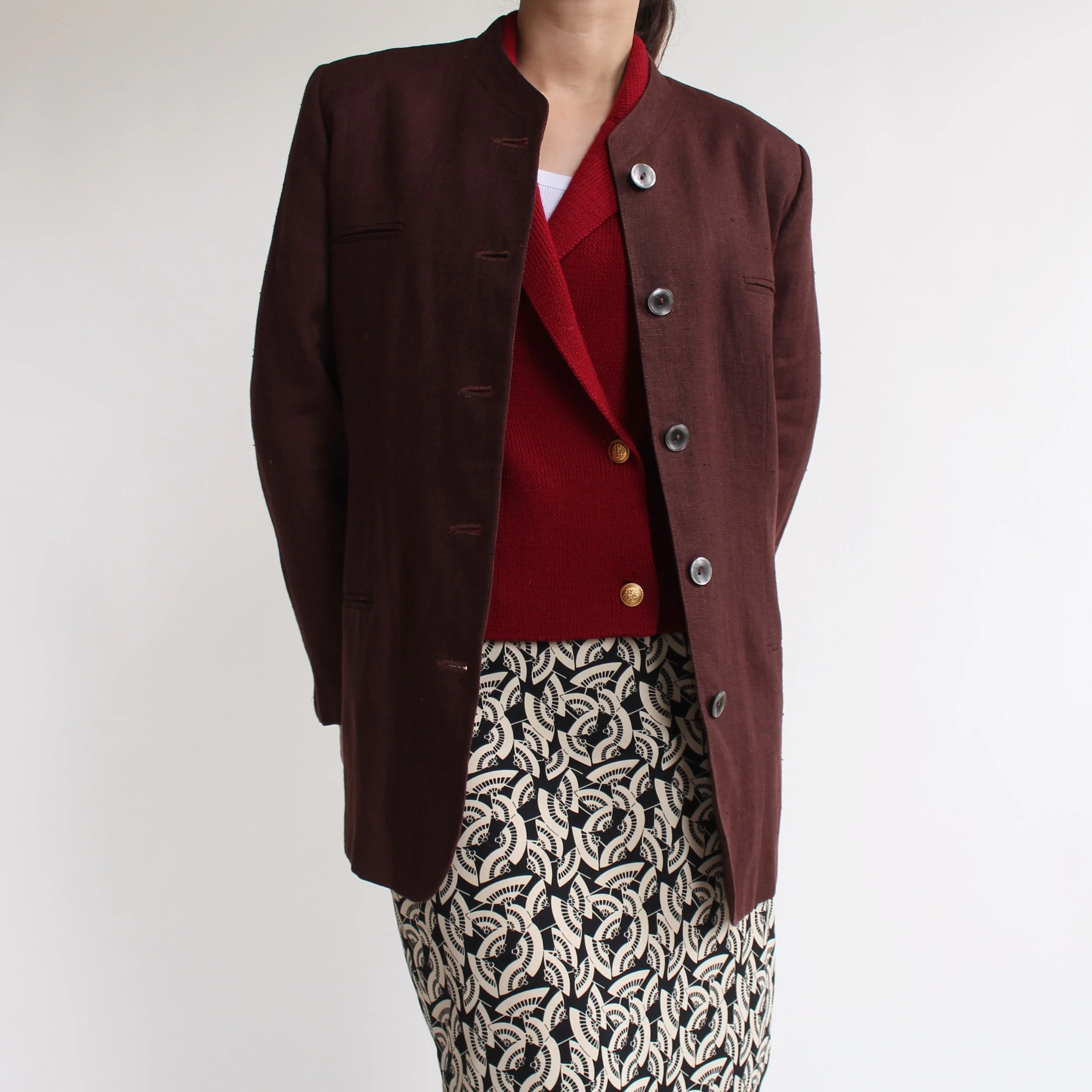 Vintage Chocolate Linen Blazer
