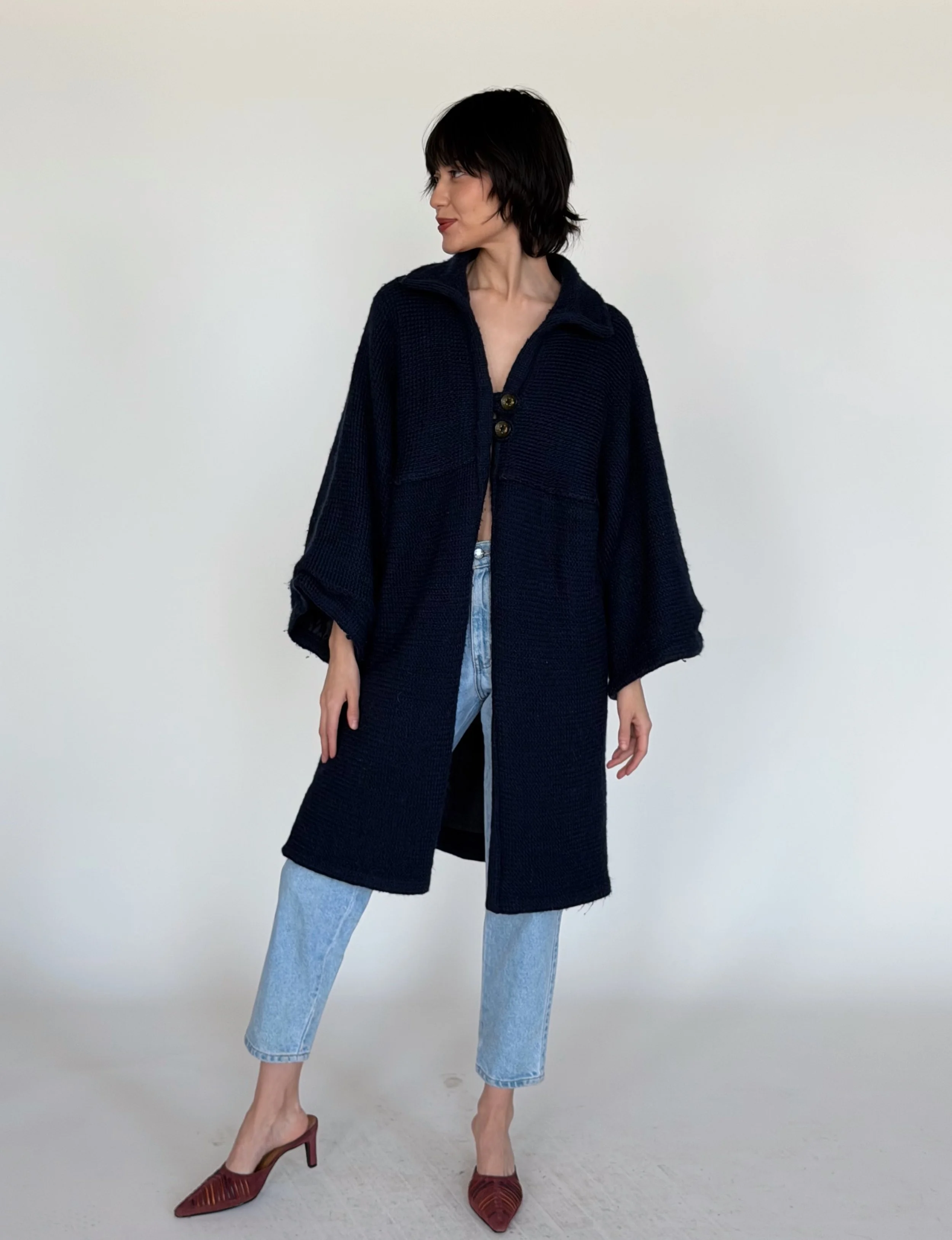 Vintage Bell Sleeved Knit Longline Sweater