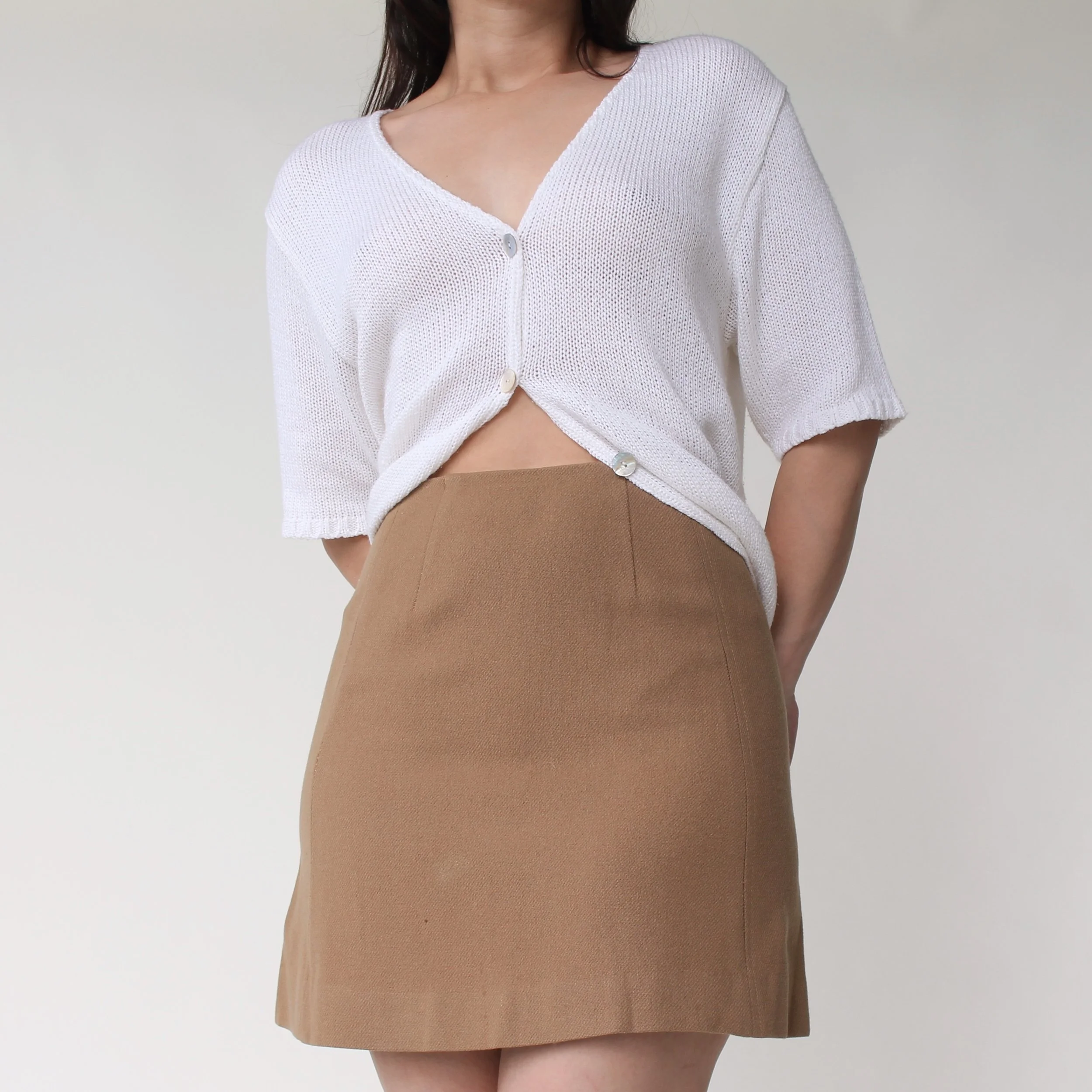 Vintage Caramel Wool Miniskirt - W25