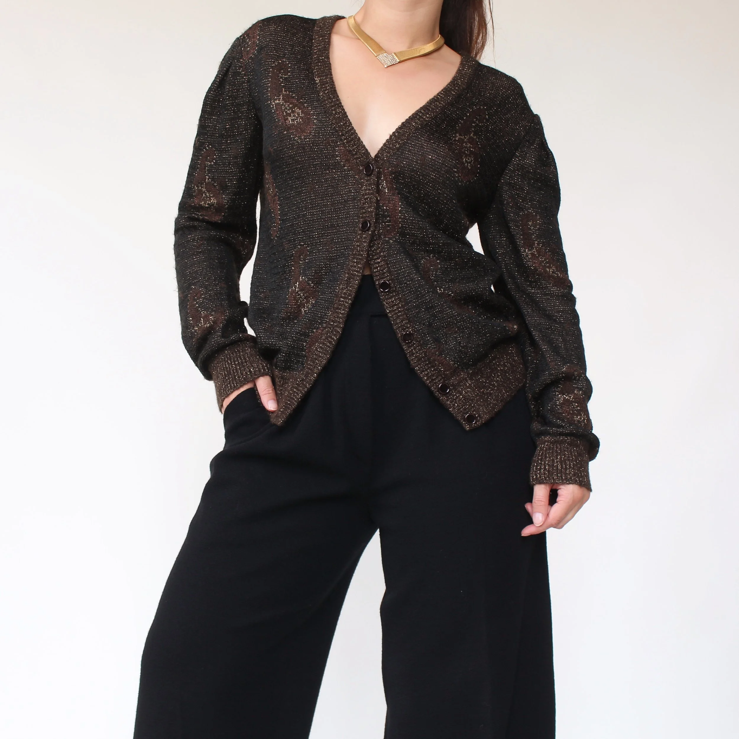 Vintage Valentino Metallic Knit Cardigan