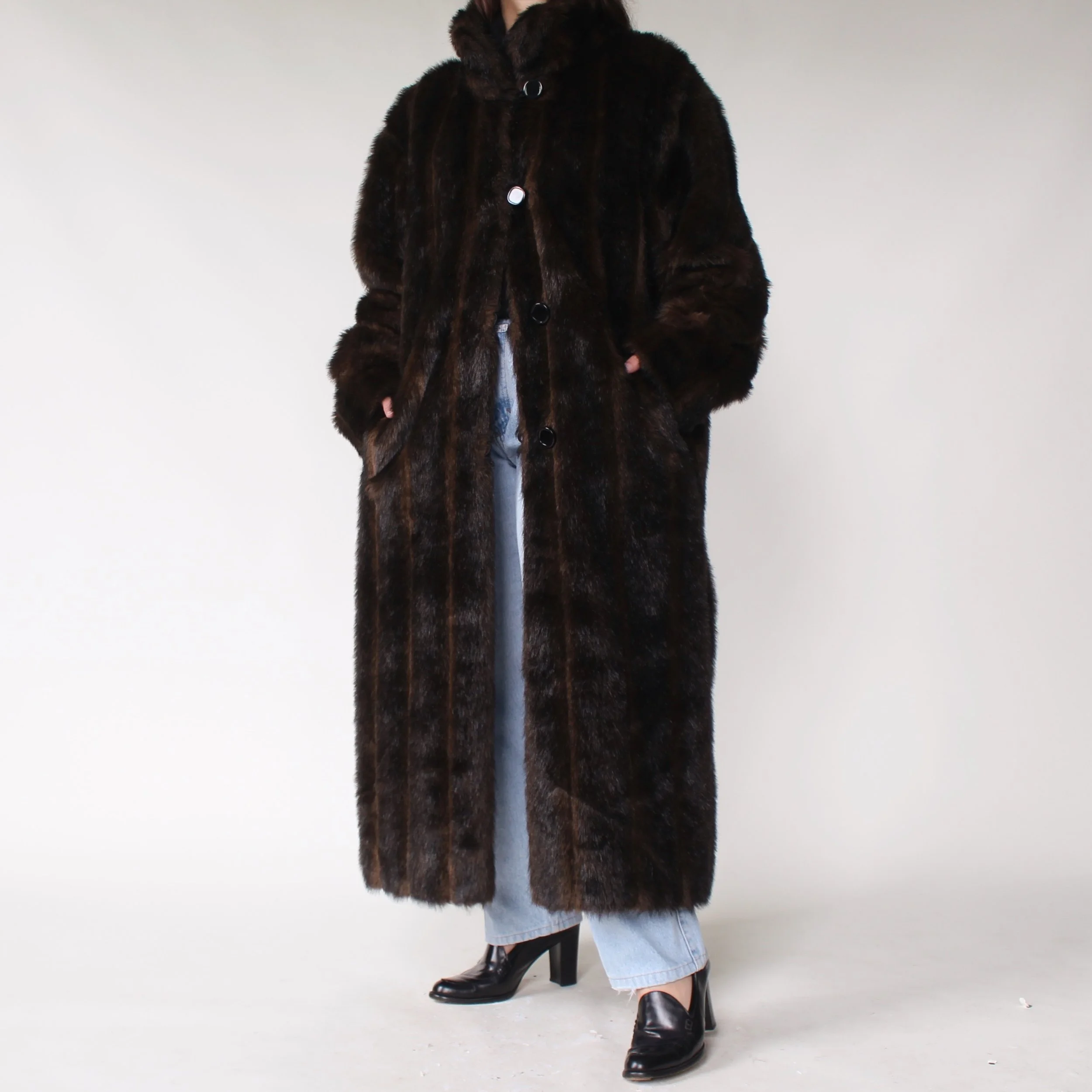 Vintage Espresso Faux Fur Coat