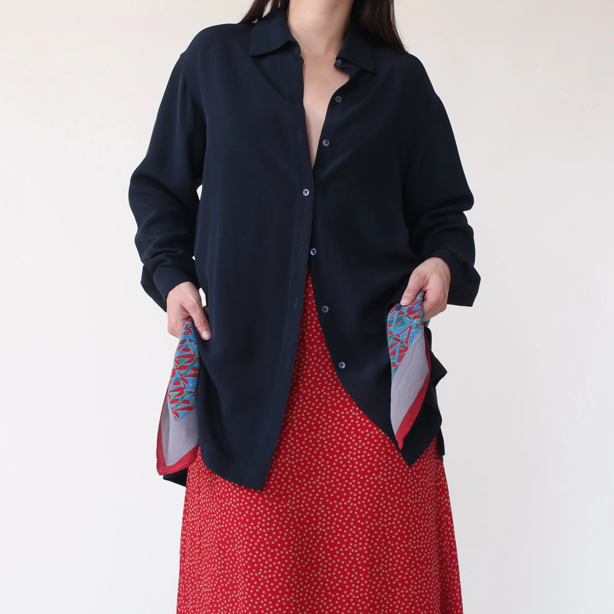 Vintage Midnight Silk Blouse