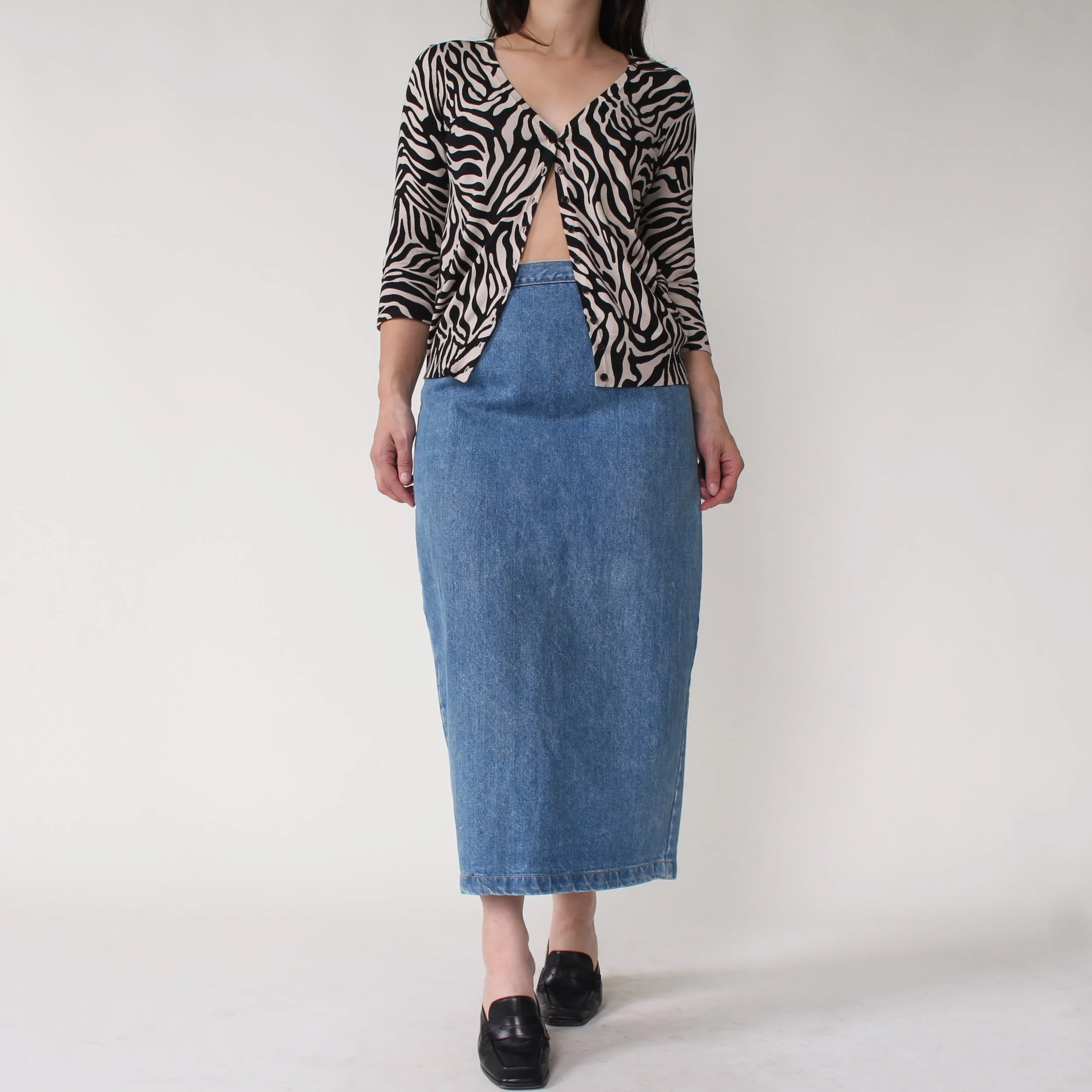 Vintage Fitted Denim Skirt - W28