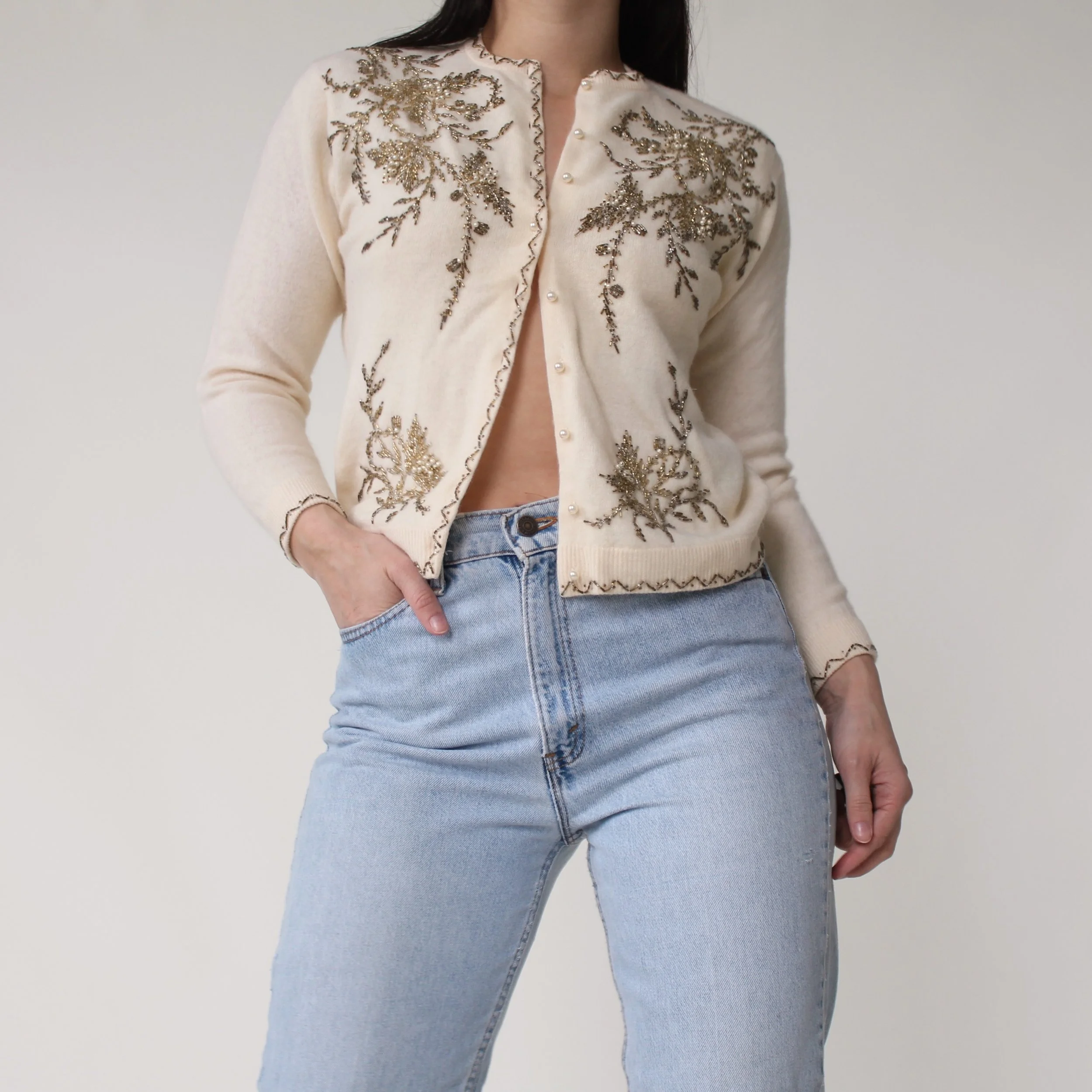 Vintage Beaded Cashmere Cardigan