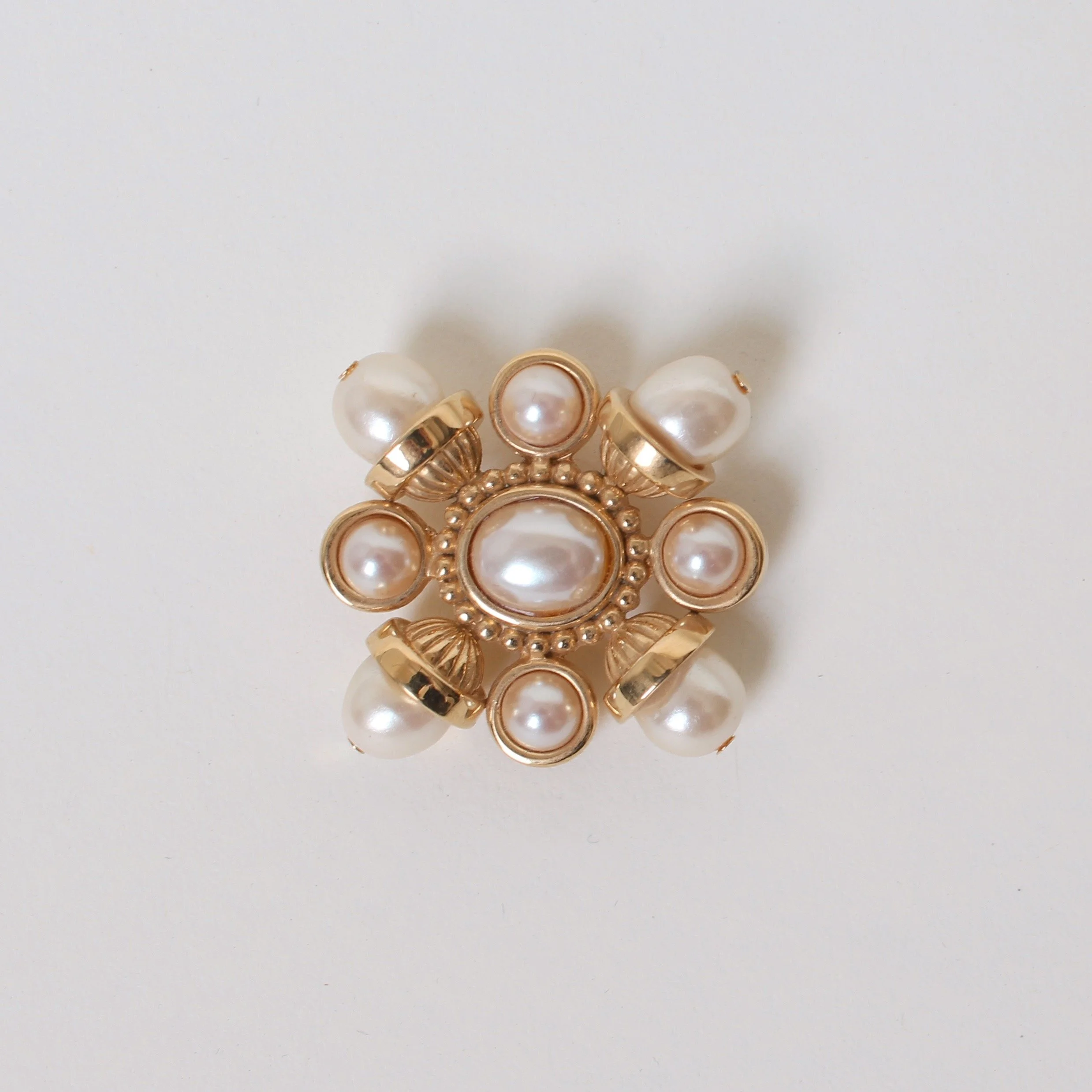 Vintage St. John Faux Pearl Sunburst Brooch