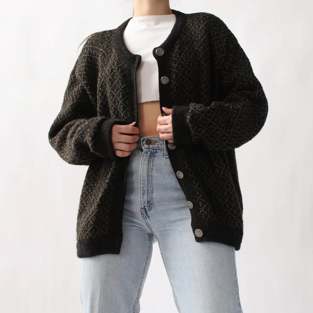 【肉厚】L.L Bean 90s〜00s wool cardigan Vintage LL Bean Wool Cardigan Sweater in Cream
