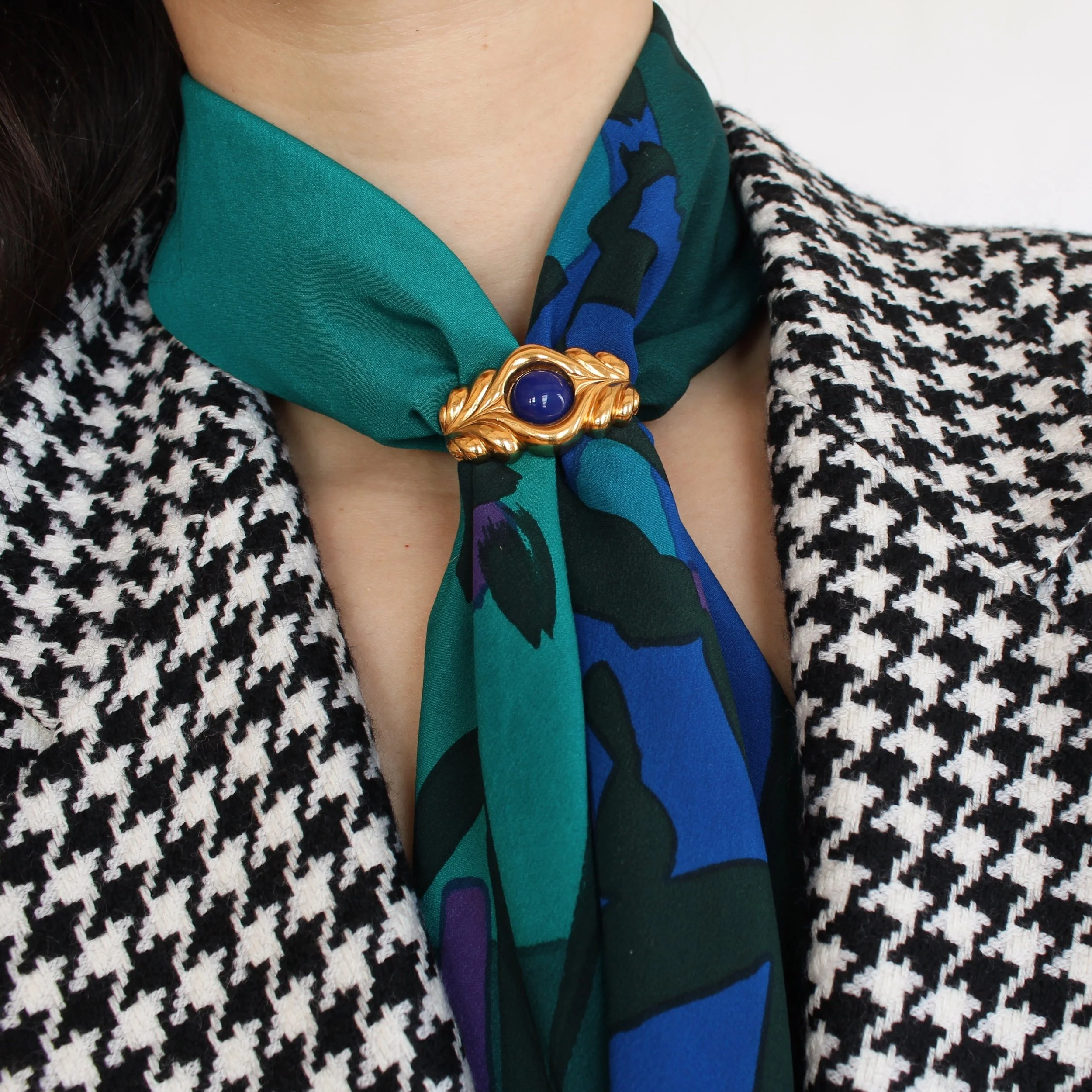 Vintage Bontie Cobalt Cabochon Scarf Slide