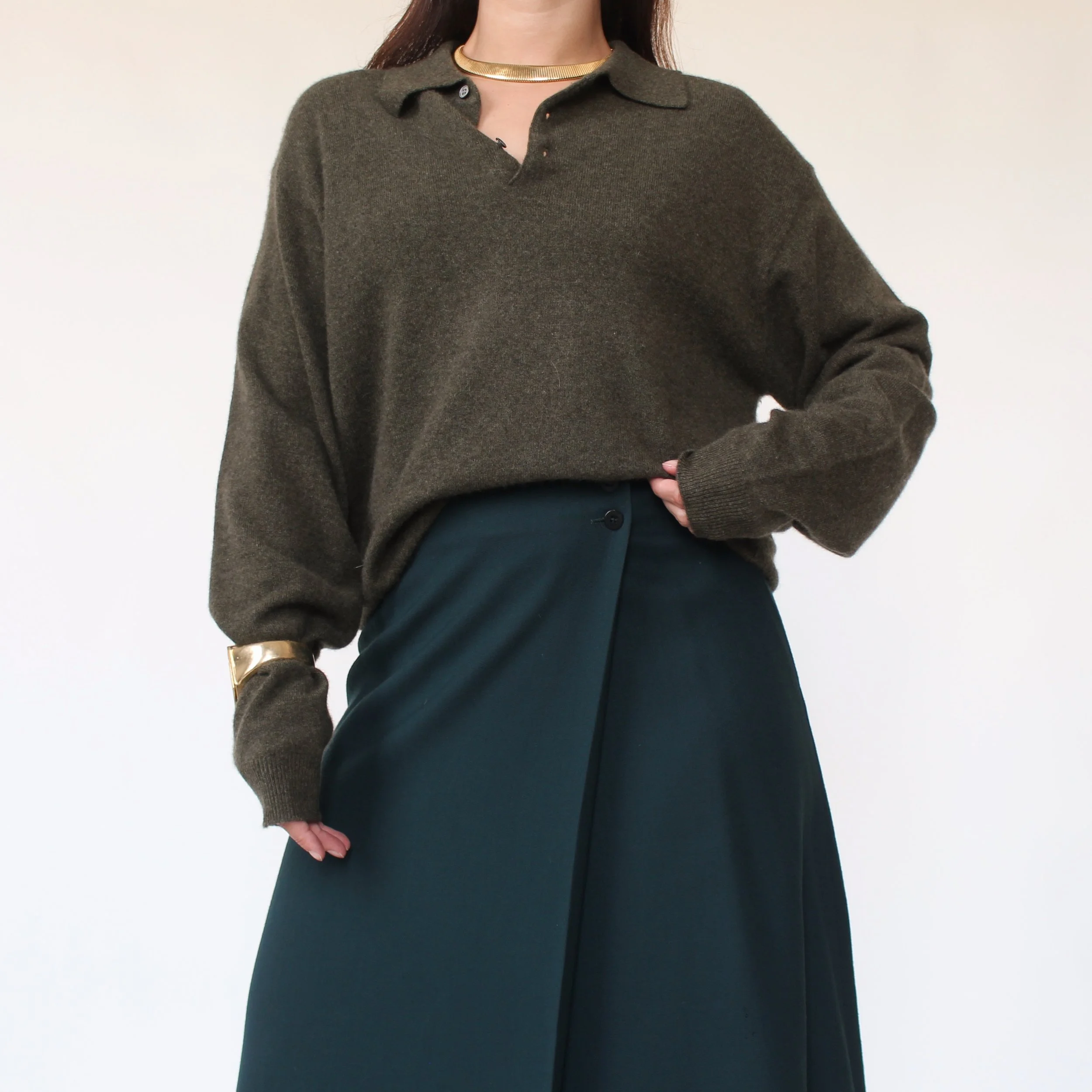 90s Soft Olive Cashmere Sweater