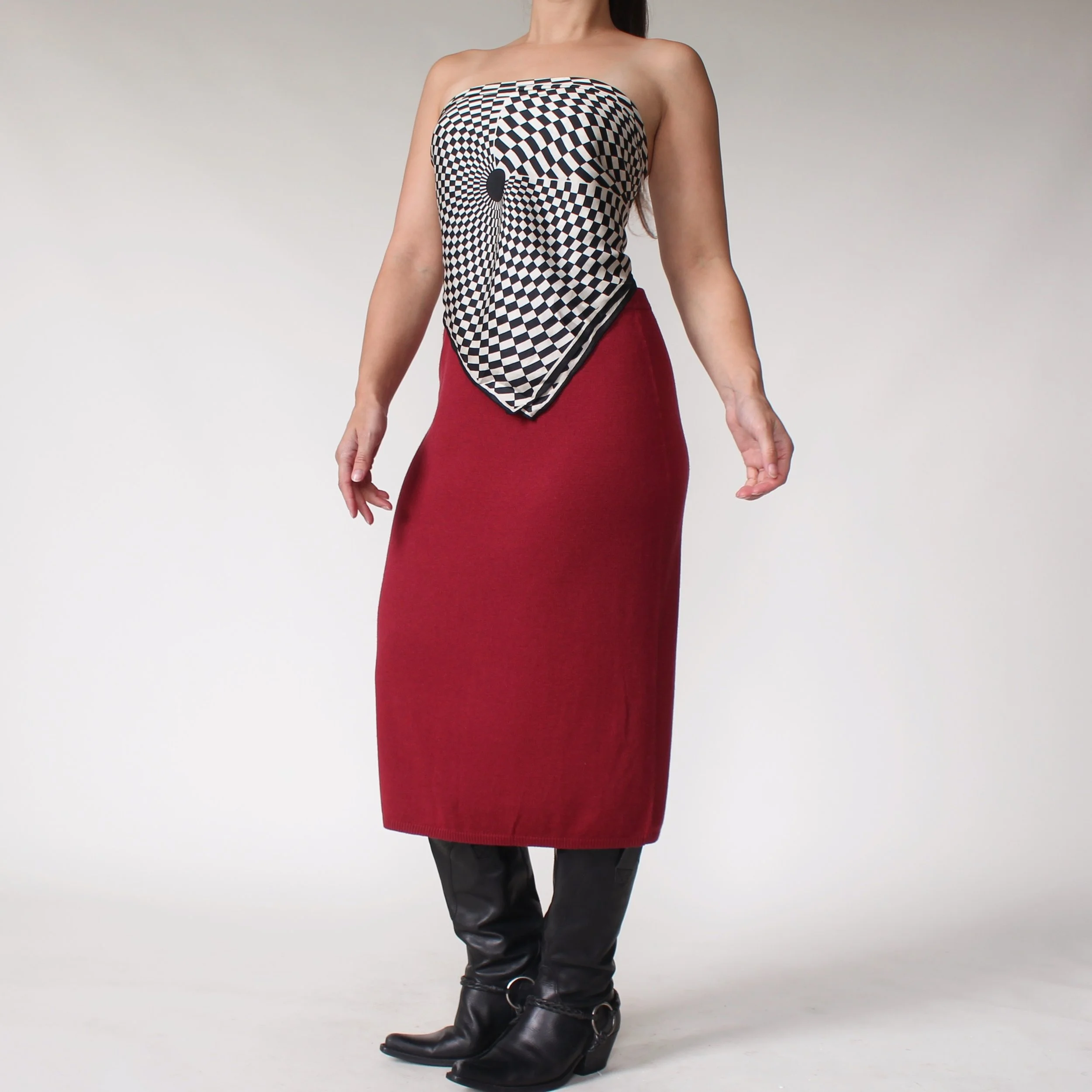2000s Muted Red Silk/Cashmere Skirt - W31