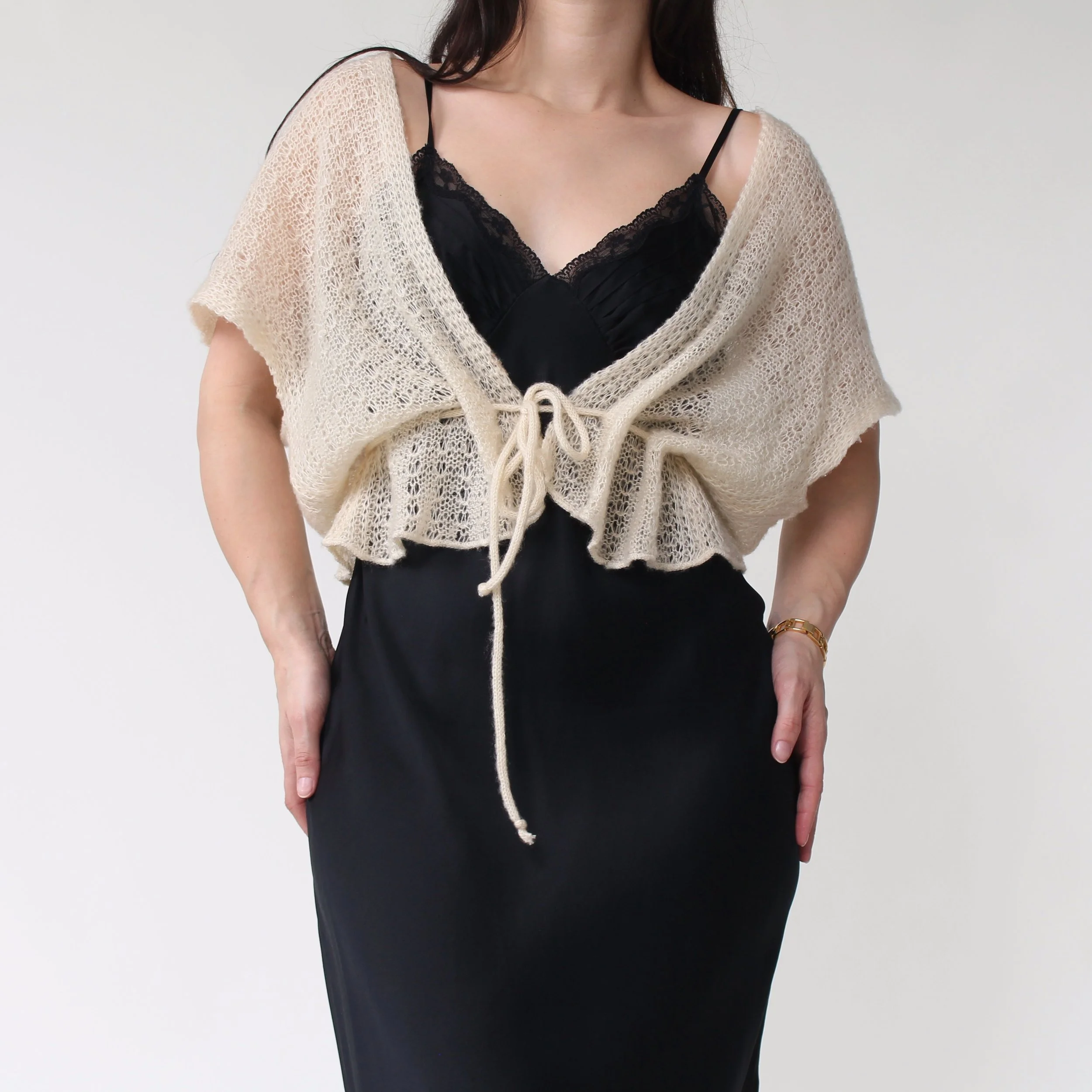 Vintage Cream Tie Front Sweater