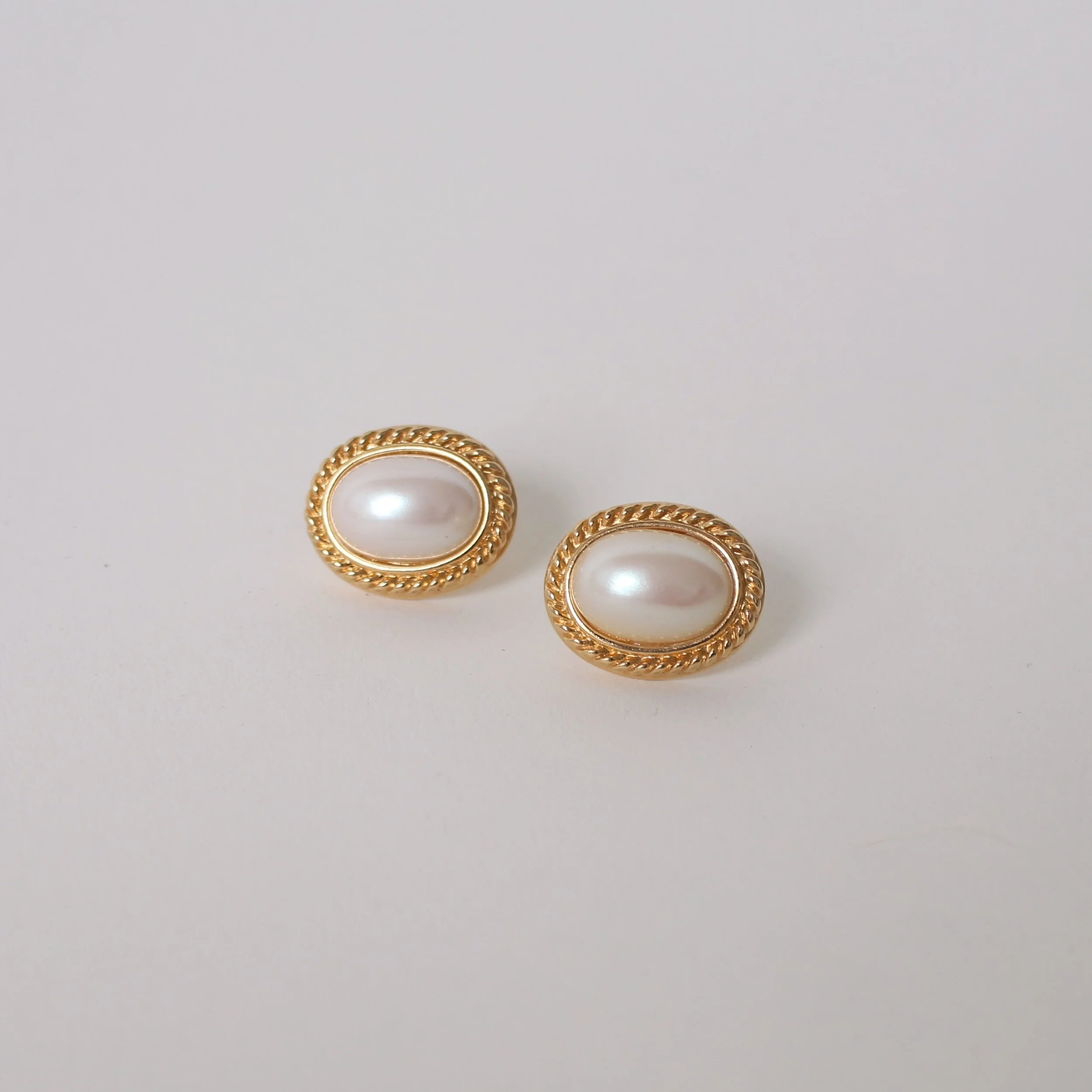 Vintage Pearl Cabochon Earrings