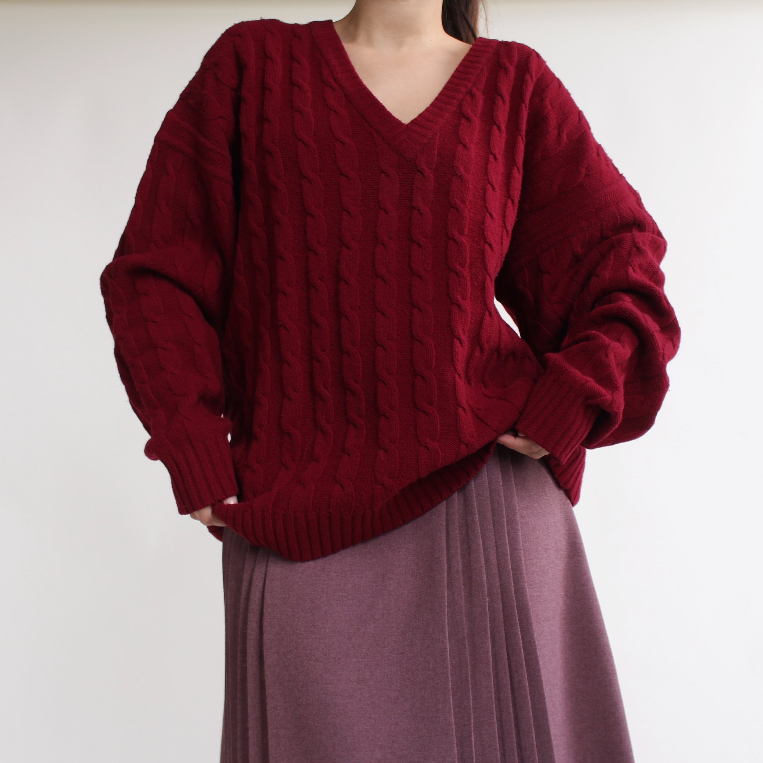 80s Cranberry Lambswool Sweater