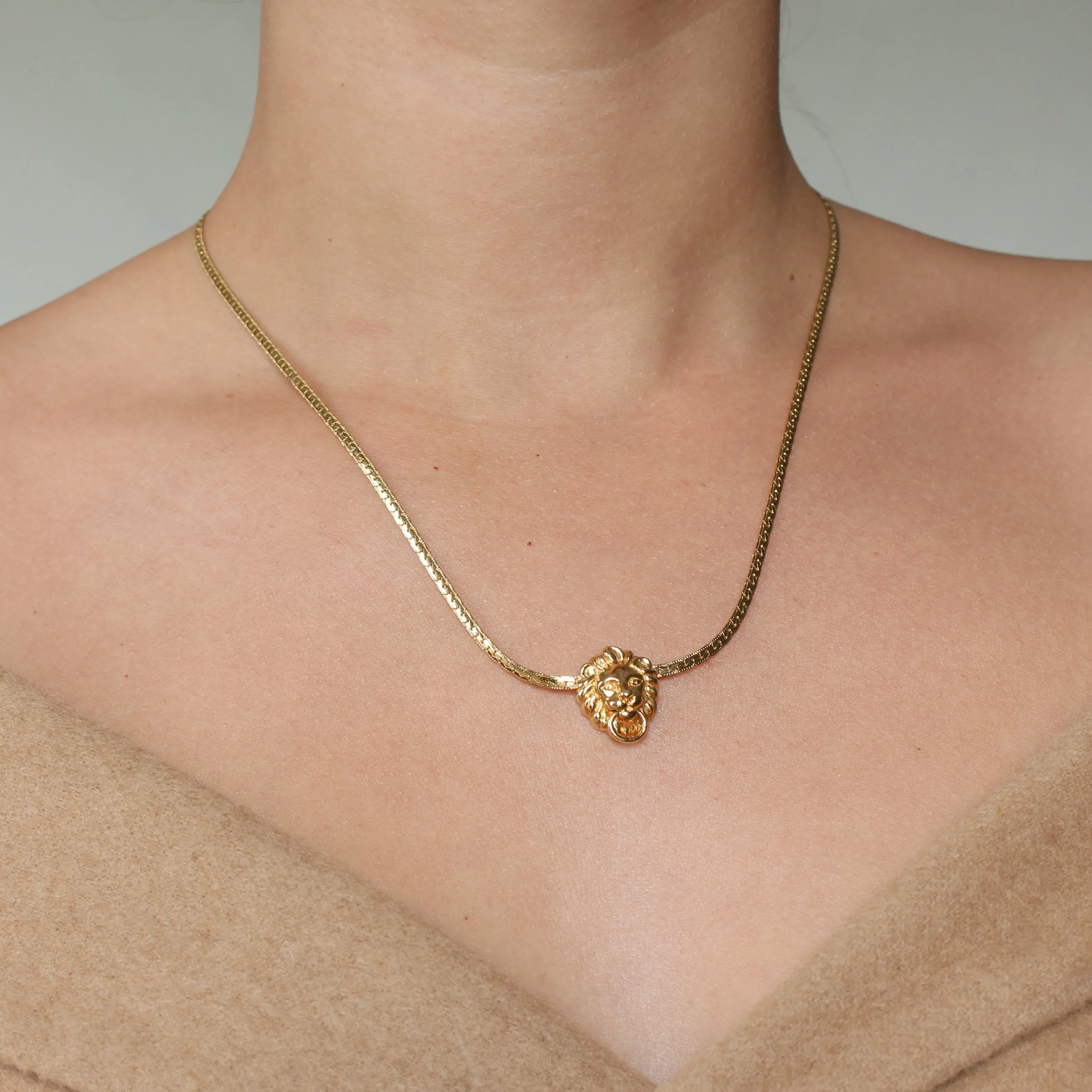 Vintage Lion Head Door Knocker Necklace