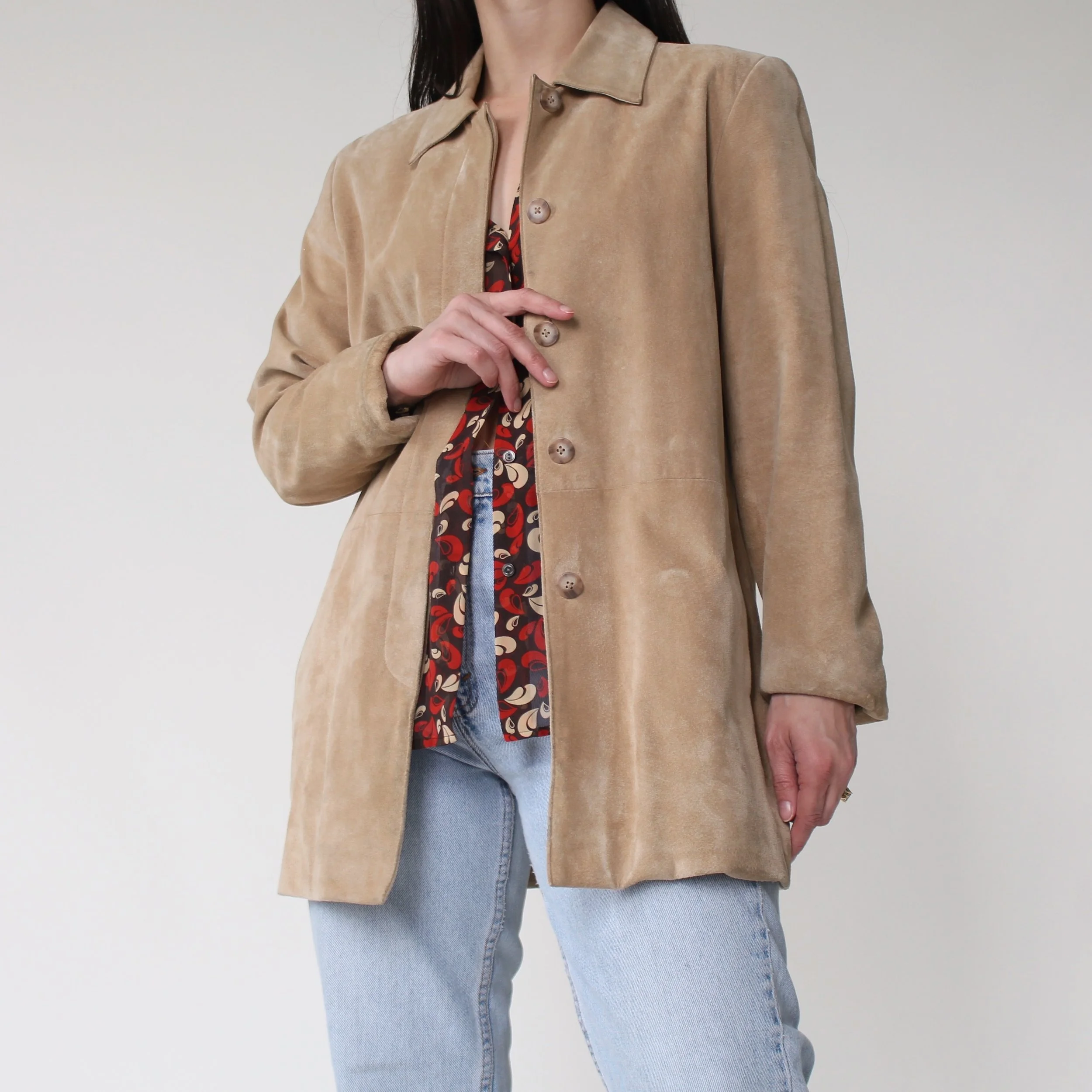 90s Soft Sand Suede Jacket
