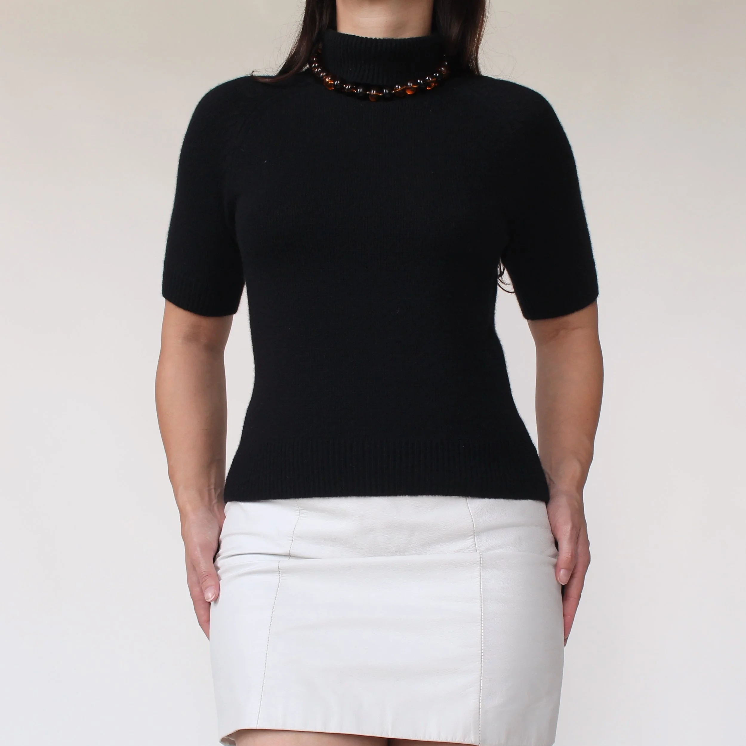 90s Jet Black Cashmere Silk Knit Top