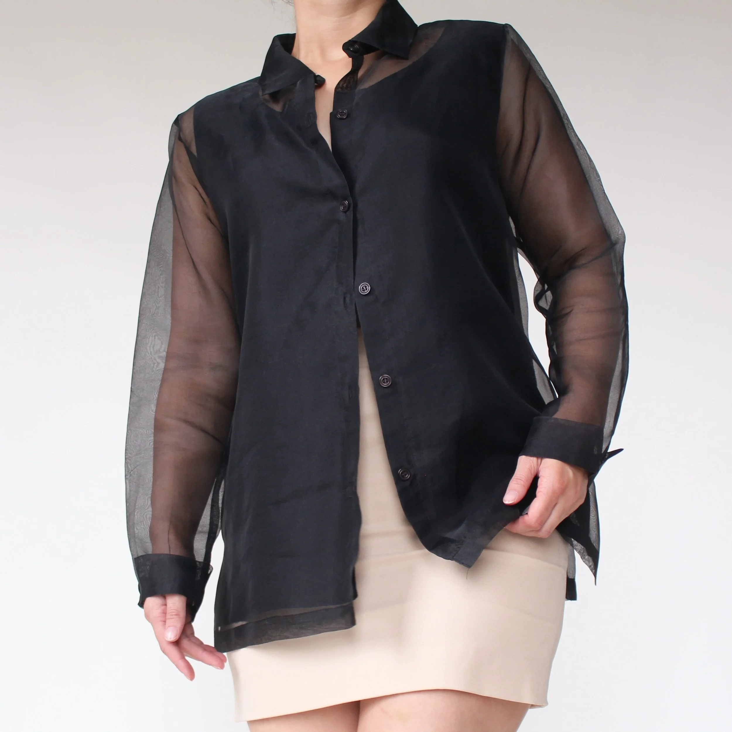Vintage Silk Organza Sheer Blouse