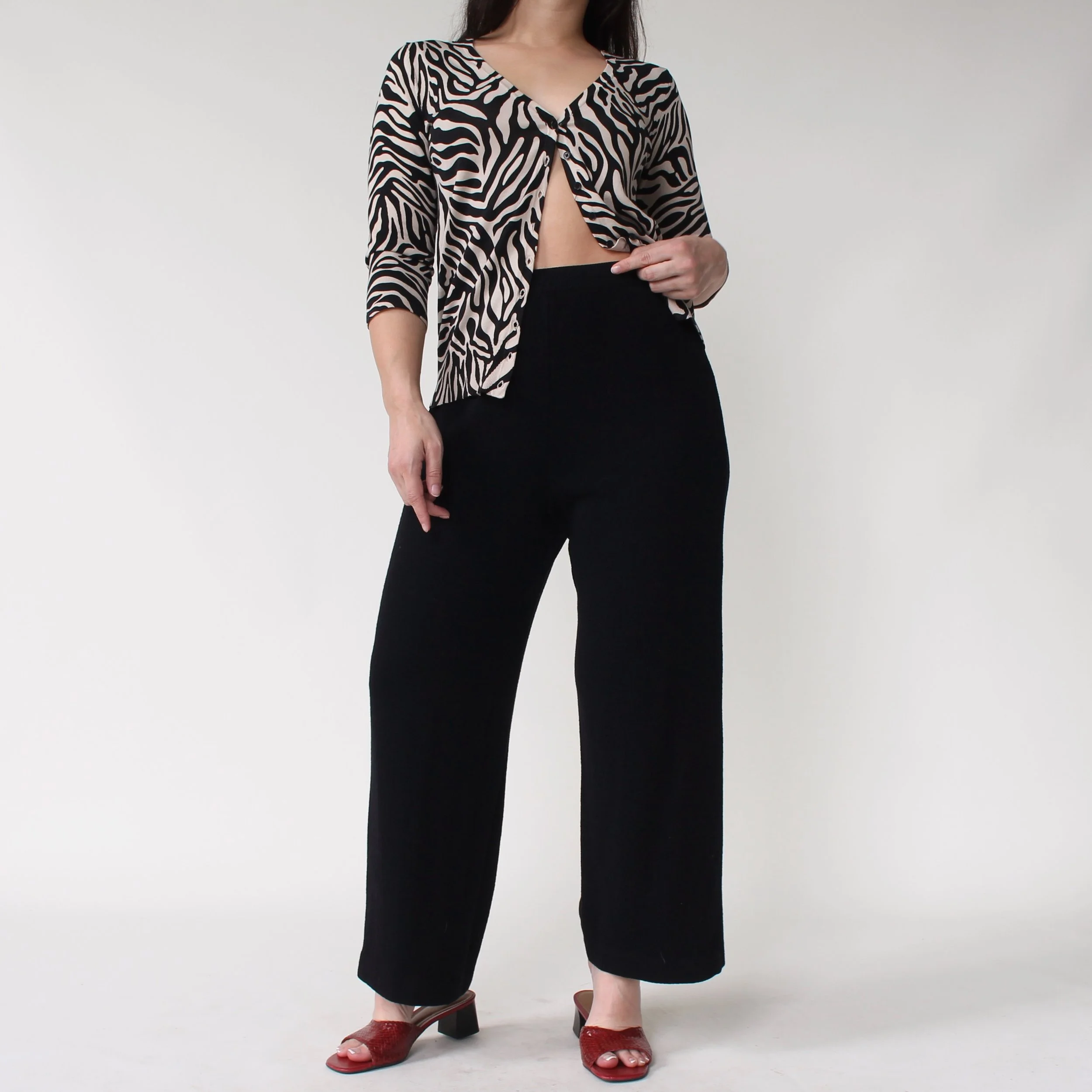 Fall 2002 St. John Jet Black Knit Pants - W31+