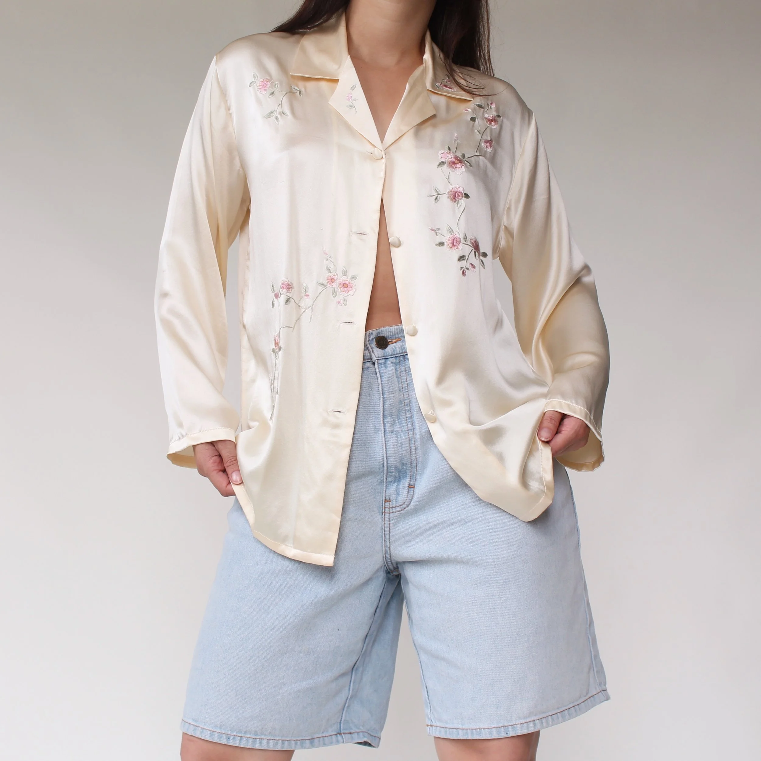 Vintage Embroidered Silk Blouse