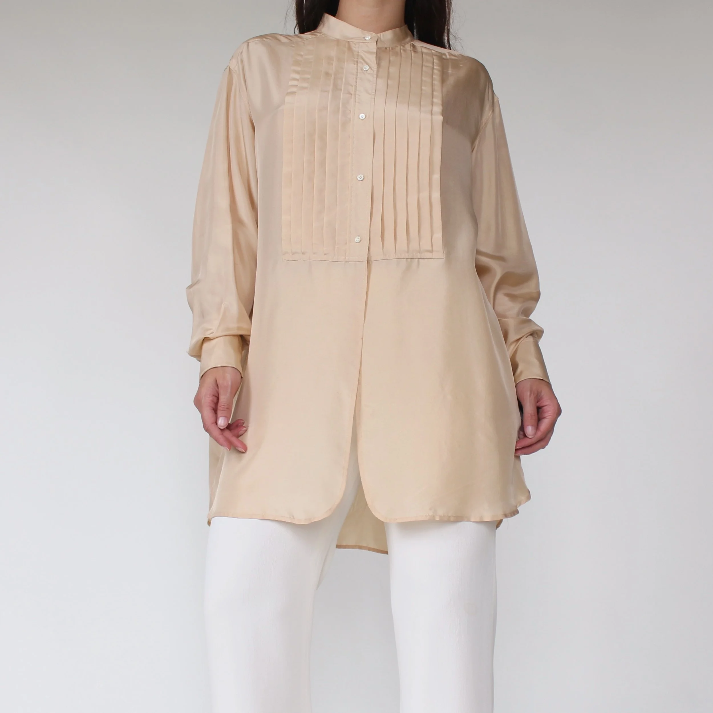 90s Golden Champagne Breezy Silk Blouse