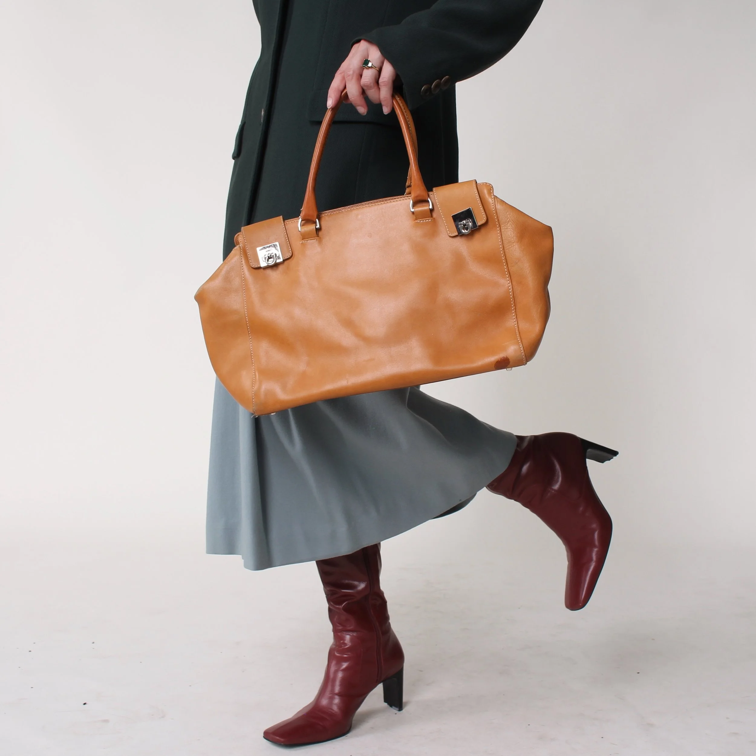 Vintage Cognac Italian Leather Bag