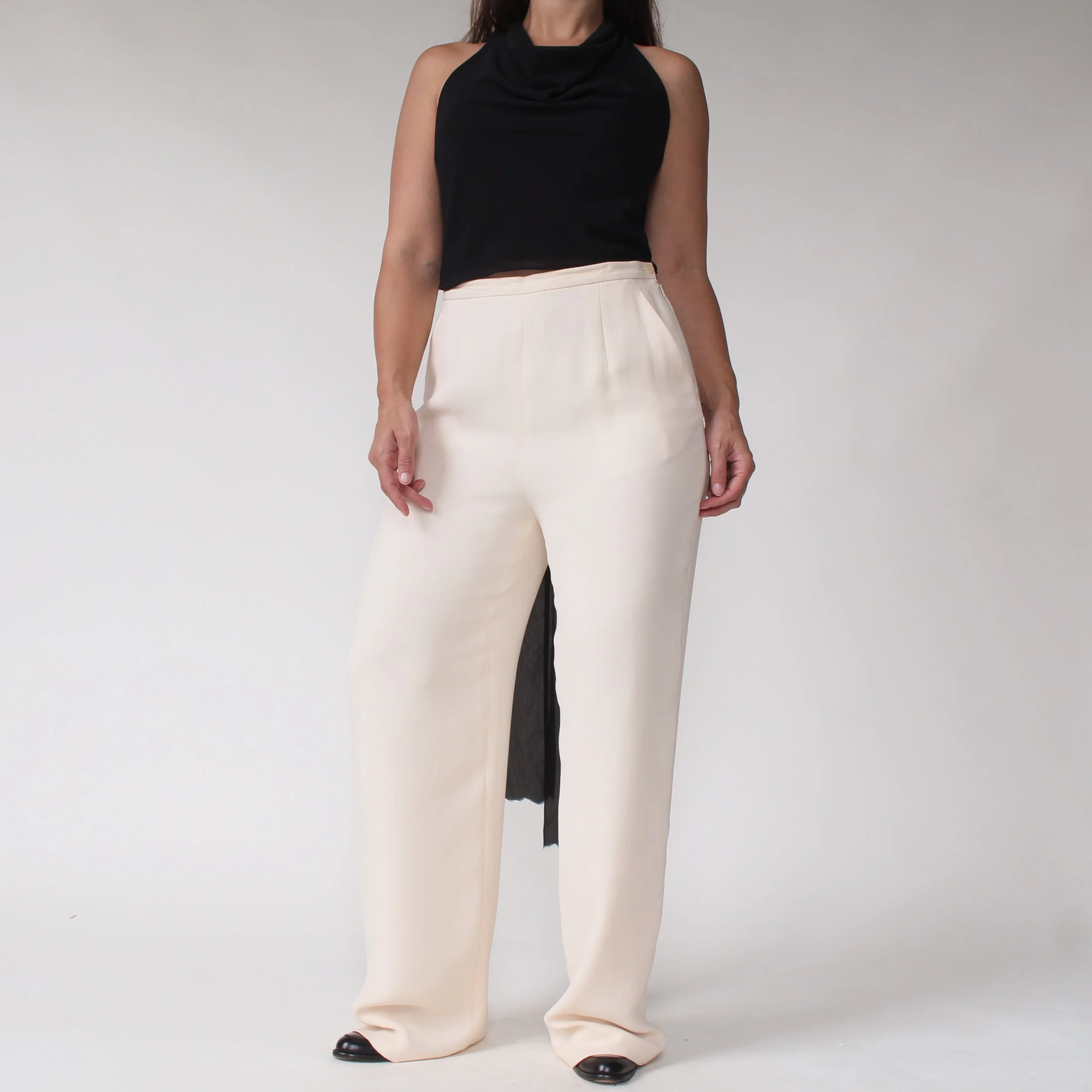 Vintage Giorgio Armani Ivory Silk Pants - W30