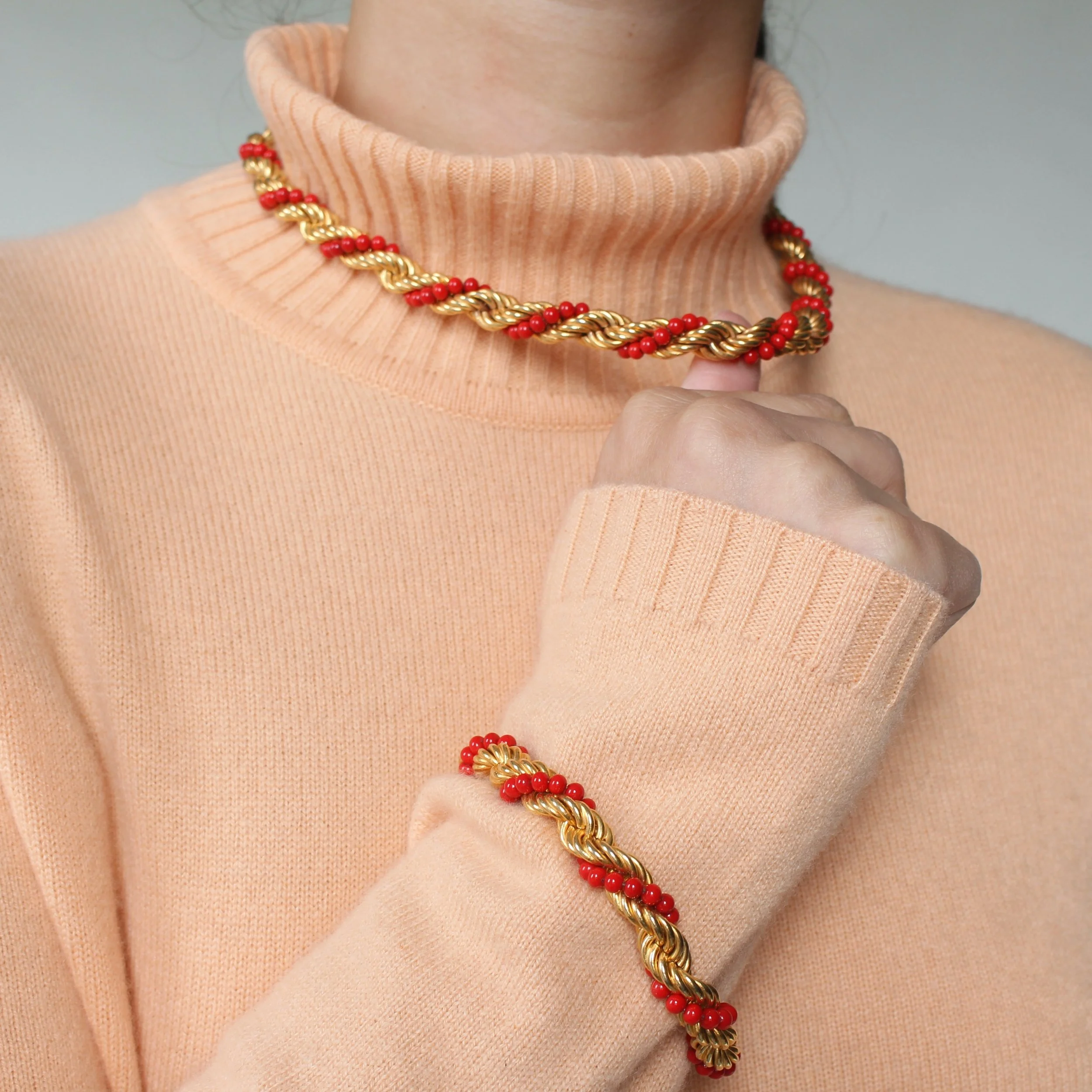 Vintage Twisted Rope Necklace & Bracelet Set