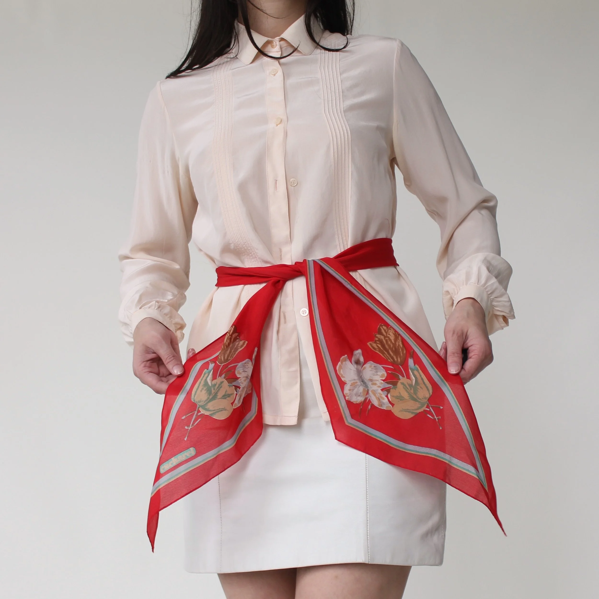 Vintage Cacharel Floral Skinny Scarf