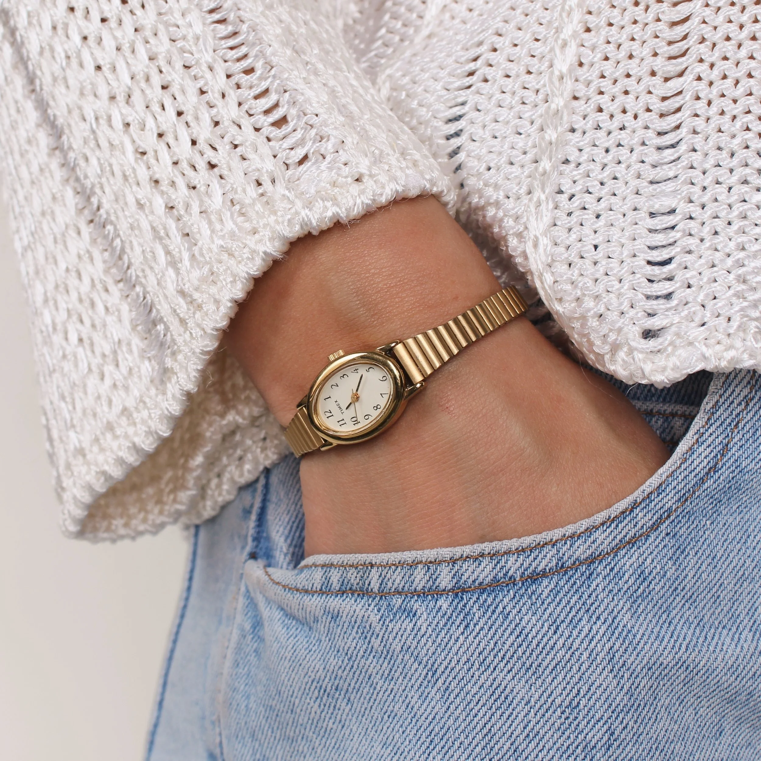 Vintage Gold Tone Timex Bracelet Watch