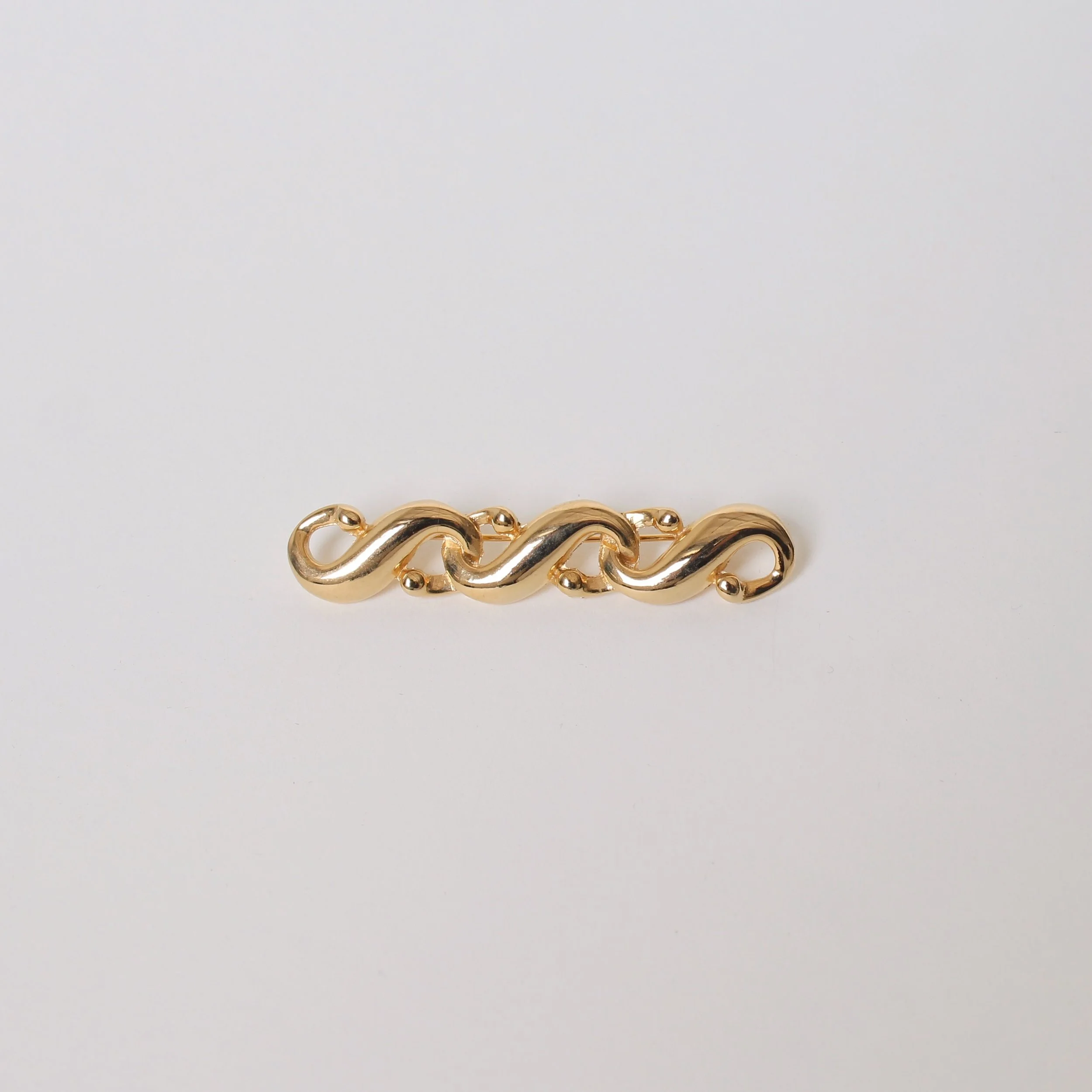 Vintage Interlocking Wave Bar Brooch