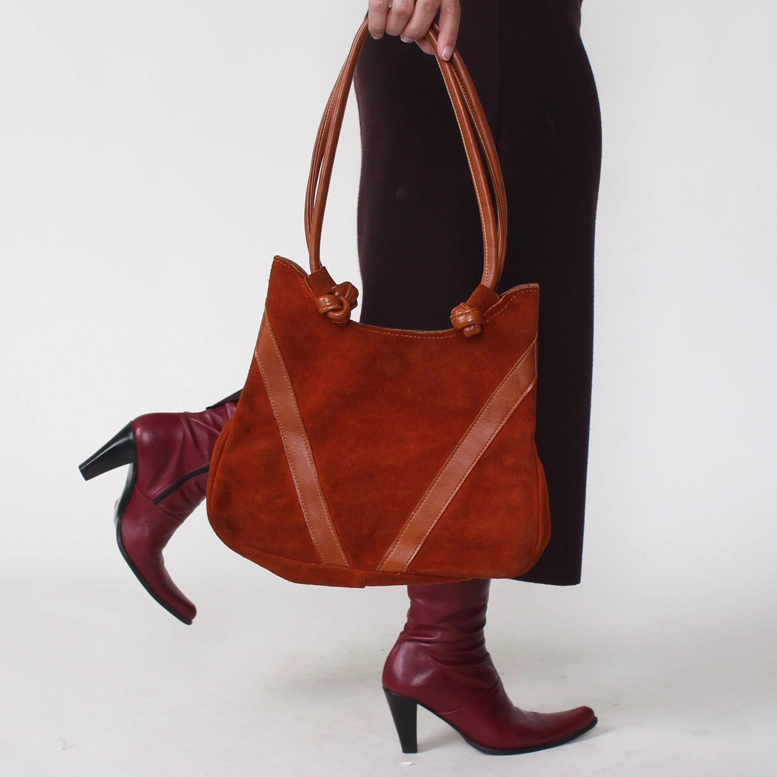 70’s Cognac Suede & Leather Shoulder Bag
