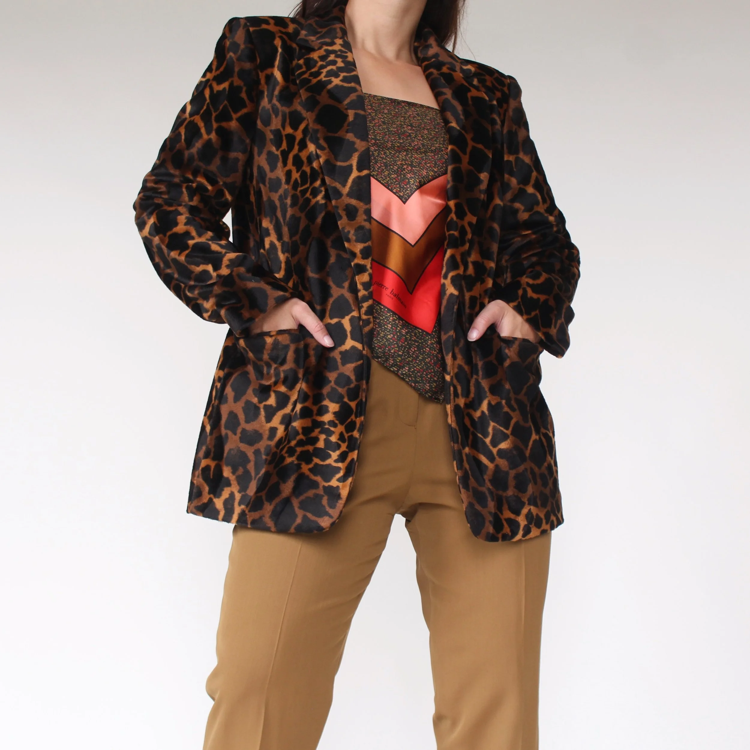Vintage Fuzzy Animal Print Blazer