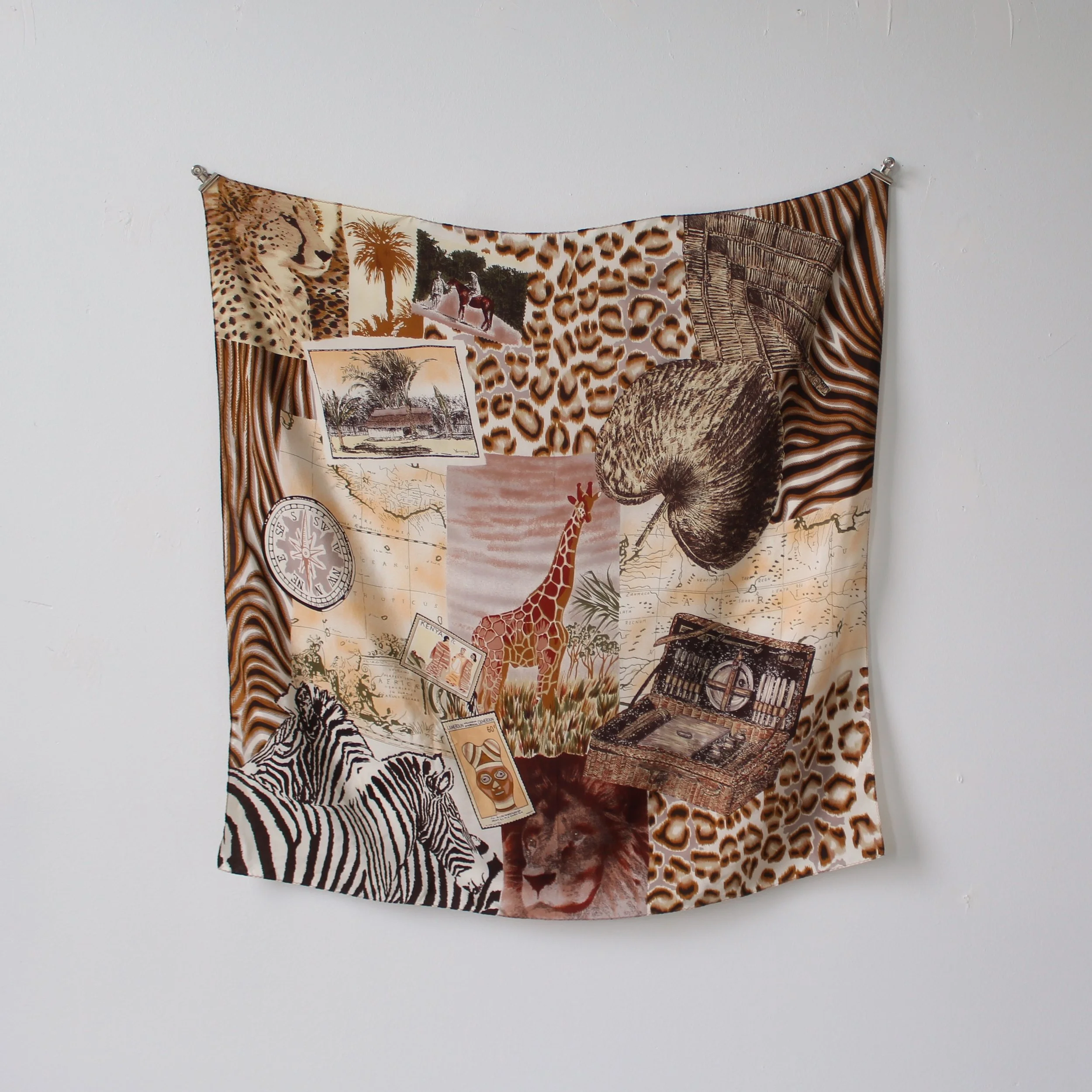 Vintage Safari Collage Silk Scarf
