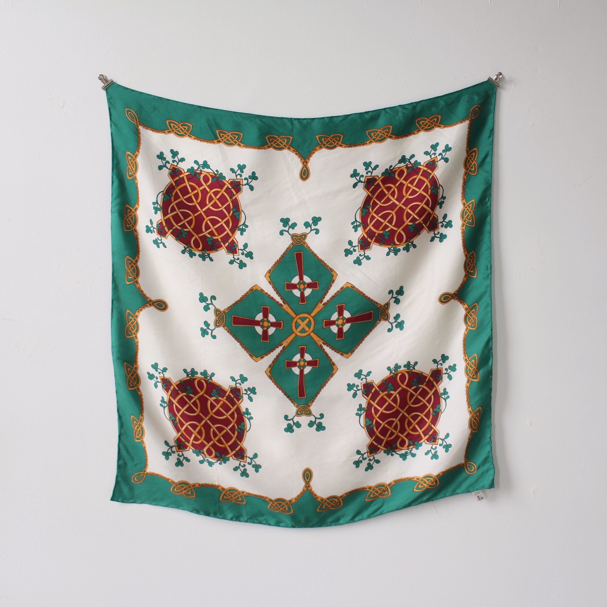 Vintage Emerald Knotwork Silk Scarf