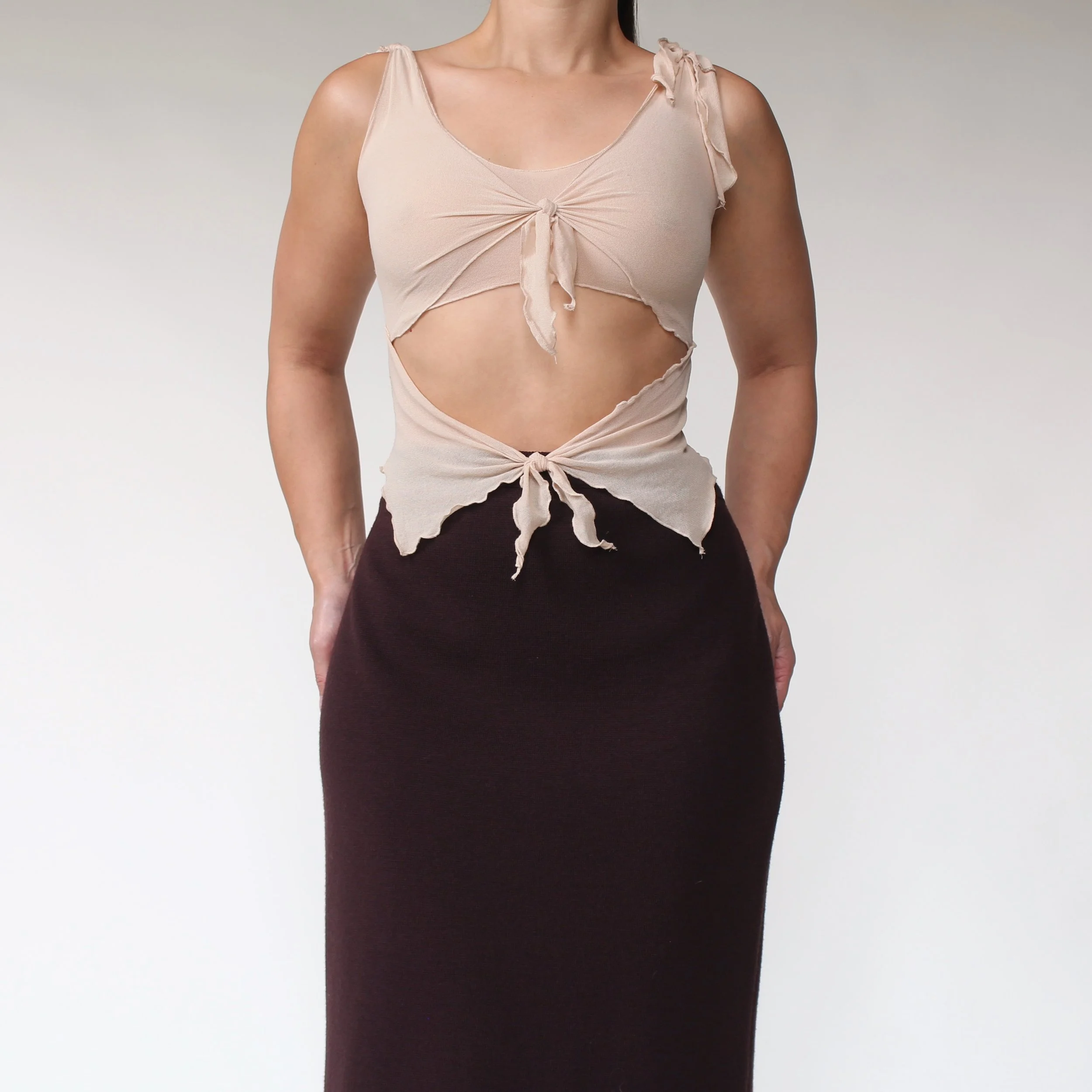 2000s Nude Mesh Party Top