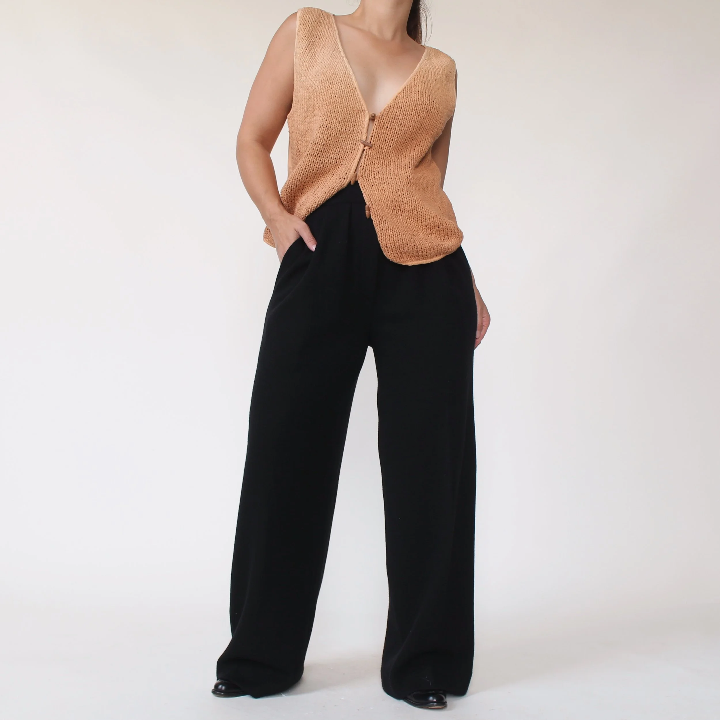 Vintage Donna Karan Wool Wide Leg Pants - W28