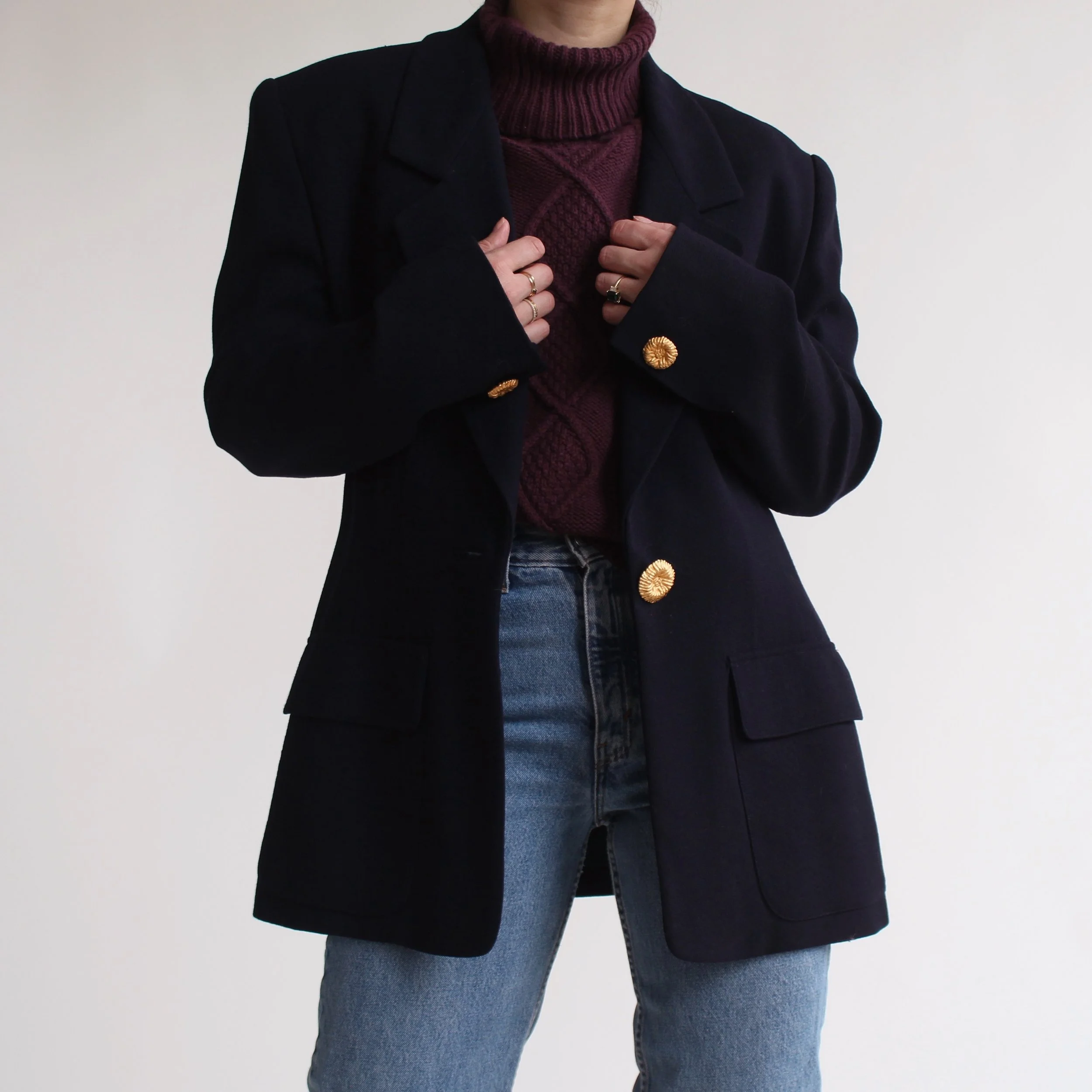 Vintage Midnight Tailored Wool Blazer