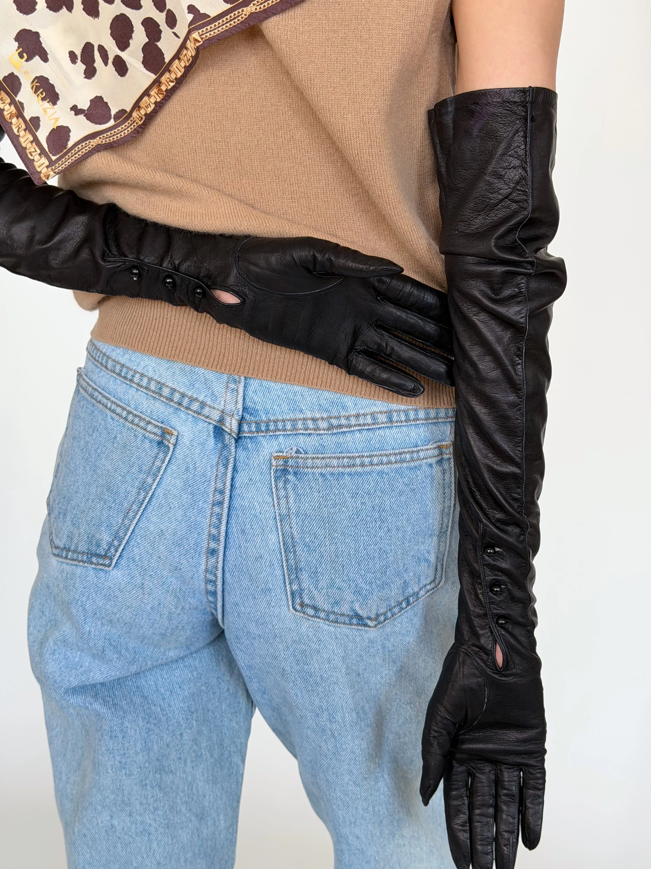 Vintage Espresso Leather Gloves