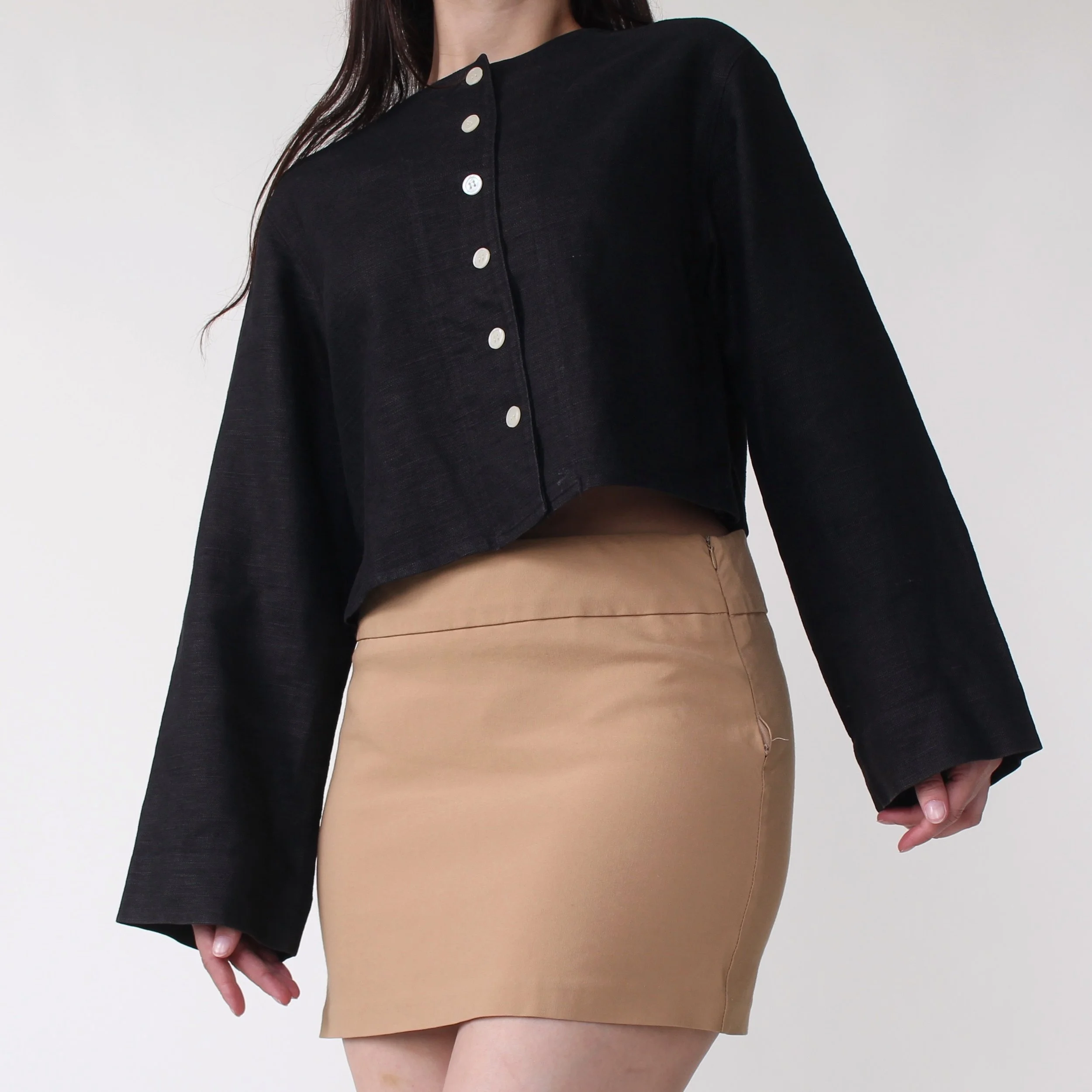 90s Cropped Linen Jacket