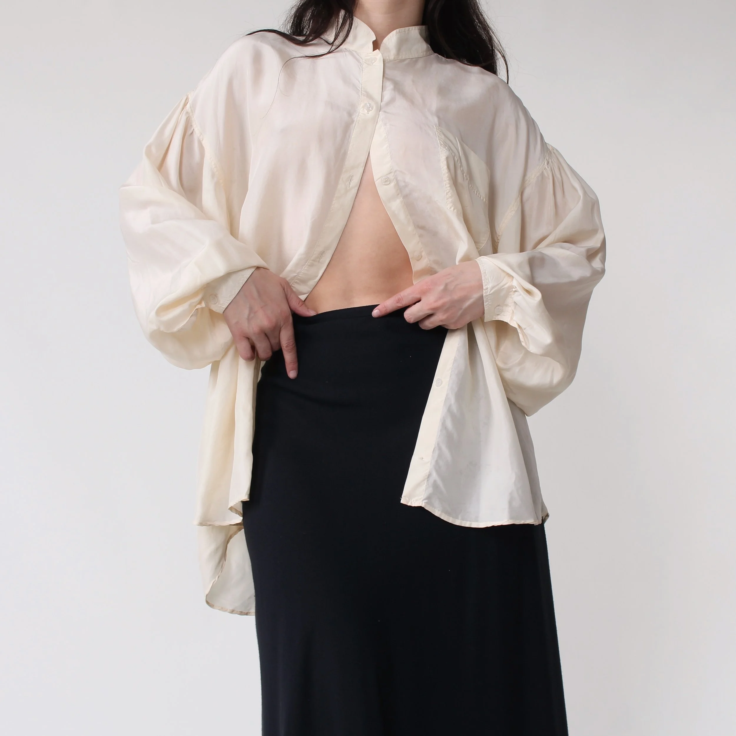 Vintage Billowy Ivory Silk Blouse