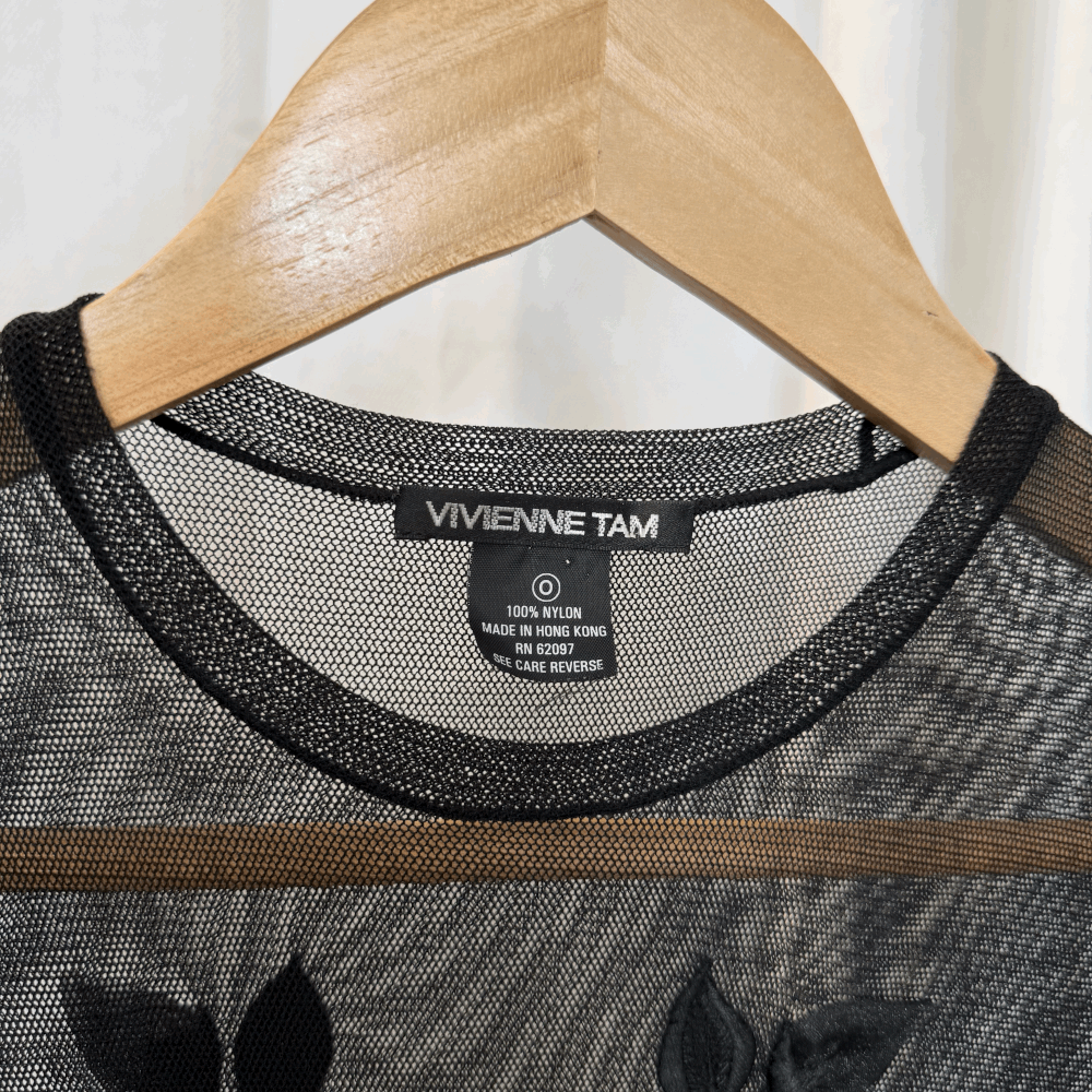 90s Vivienne Tam Sheer Floral Applique Dress — Wornable
