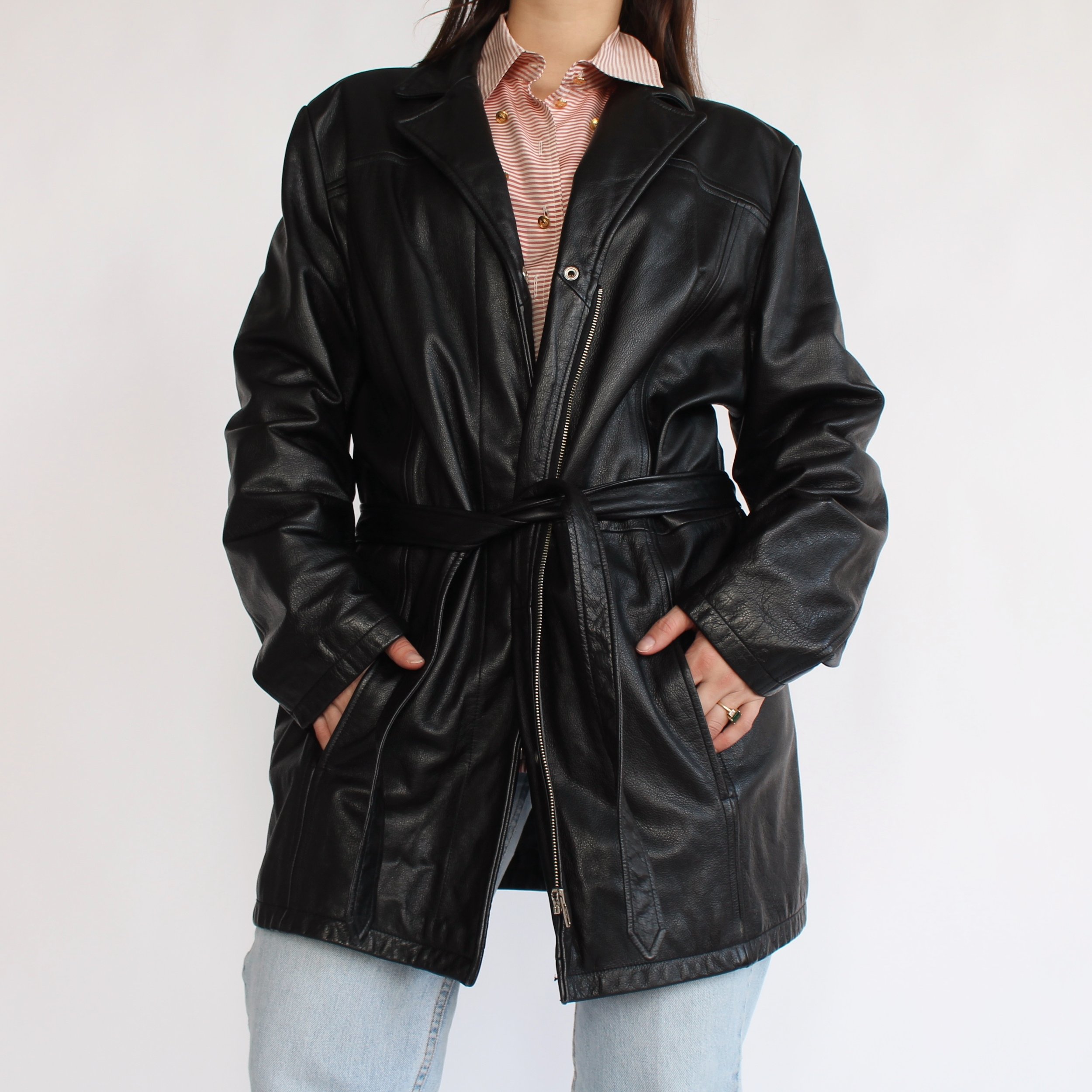 Vintage Belted Leather Jacket